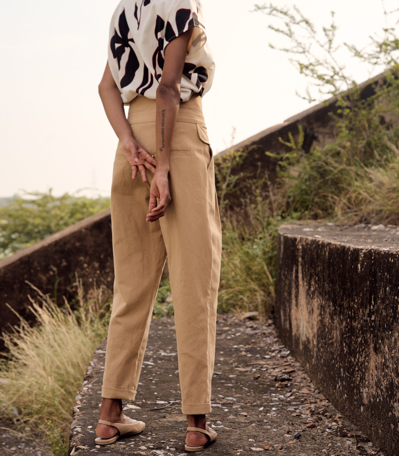 Brown Cotton Trousers by Khara Kapas with Birdsong, Birdsong by Khara Kapas, Casual Wear, comfort fashion, cotton, handcrafted, handmade, kharakapas, pure cotton, Womenswear at Kamakhyaa for sustainable fashion