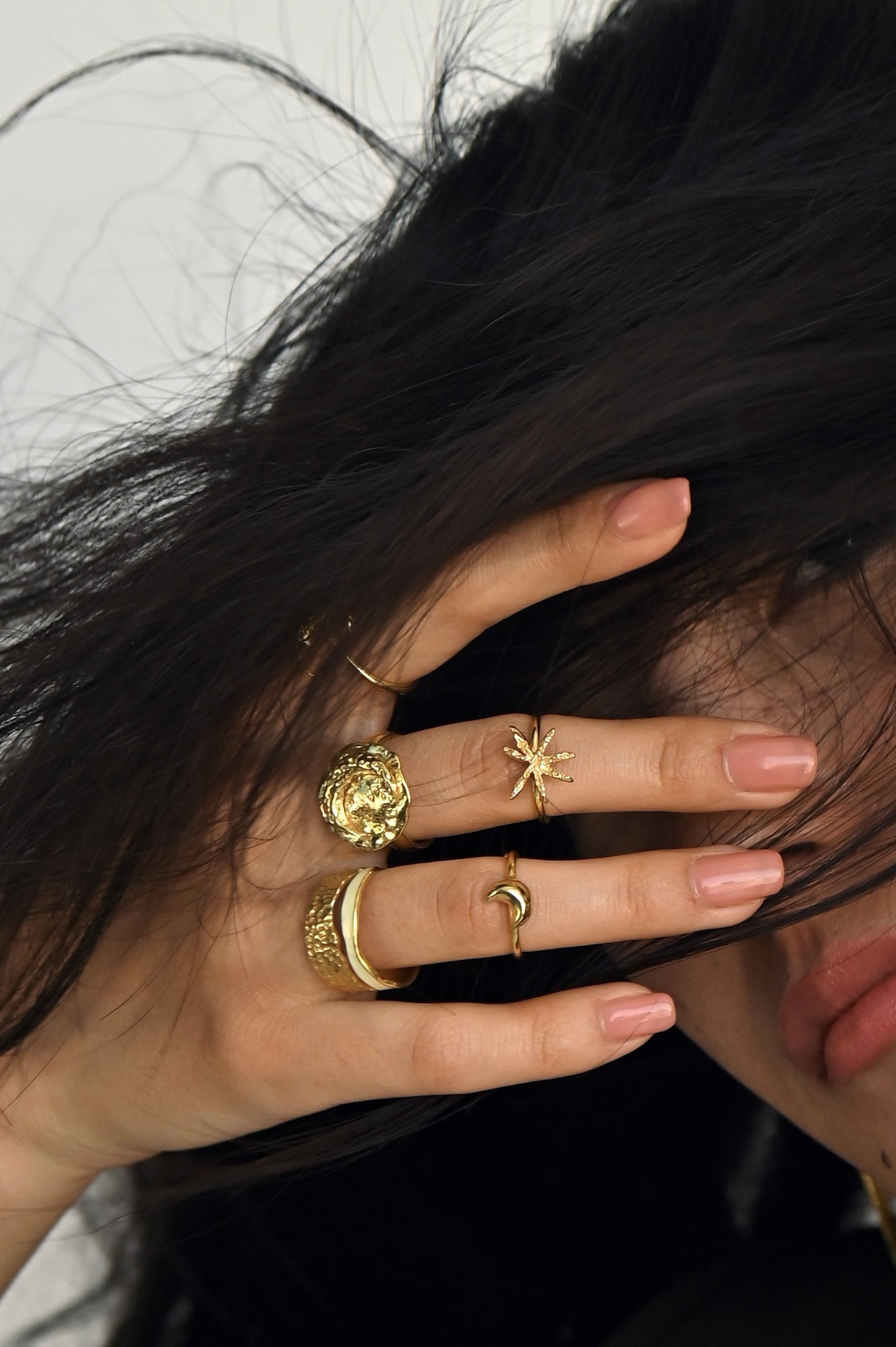 Gold Brass Cinnamon Star Ring by The Loom Art with Brass, Cosmic Dream by The Loom Art, Fashion Jewellery, For Daughter, Free Size, Gold, Gold Plated, jewelry, Less than $50, Natural, Products less than $25, Rings, Textured at Kamakhyaa for sustainable fashion