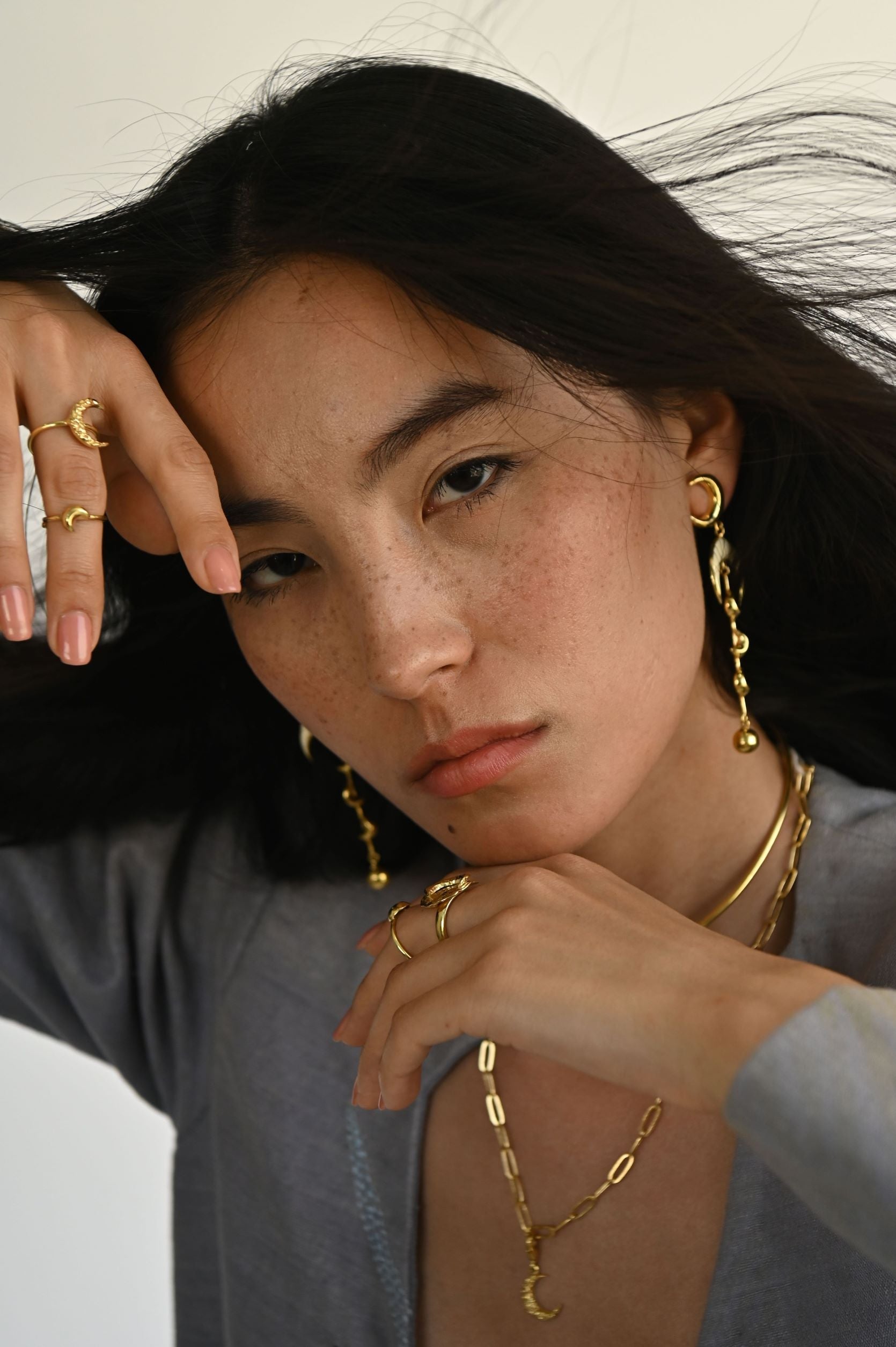 Gold Brass Crescent Moon Ring by The Loom Art with Brass, Cosmic Dream by The Loom Art, Fashion Jewellery, Free Size, Gold, Gold Plated, jewelry, Less than $50, Natural, Products less than $25, Rings, Textured at Kamakhyaa for sustainable fashion