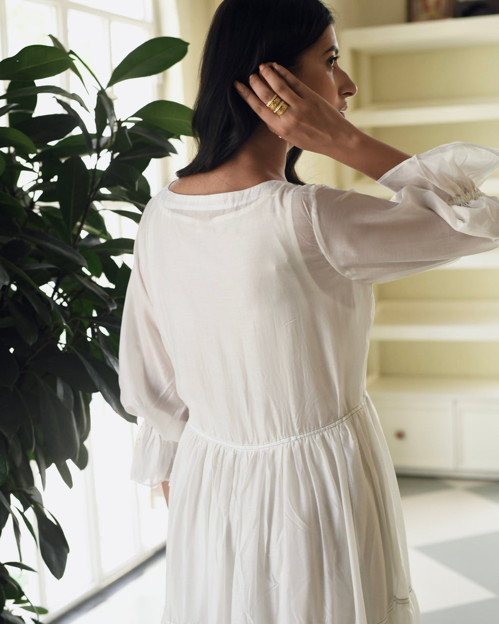 Blue Silk Embroidered Tiered Dress by Taro with Best Selling, Dusk To Dawn by Taro, Embroidered, Evening Wear, FB ADS JUNE, For Anniversary, July Sale, July Sale 2023, Modal silk, Natural, Regular Fit, Silk, Tiered Dresses, Womenswear at Kamakhyaa for sustainable fashion