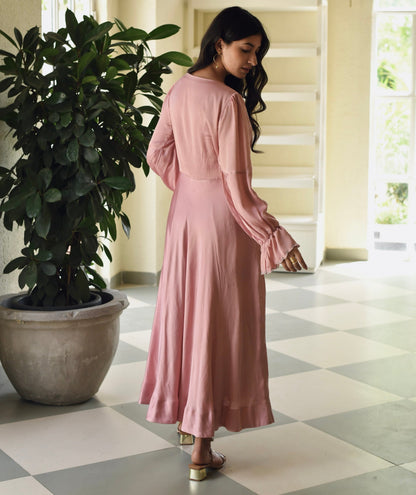 Pink Embroidered Satin Maxi Dress by Taro with Dusk To Dawn by Taro, Embroidered, Evening Wear, July Sale, July Sale 2023, Maxi Dresses, Modal Satin, Natural, Pink, Regular Fit, Silk, Womenswear at Kamakhyaa for sustainable fashion