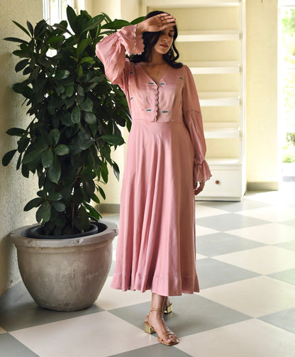 Pink Embroidered Satin Maxi Dress by Taro with Dusk To Dawn by Taro, Embroidered, Evening Wear, July Sale, July Sale 2023, Maxi Dresses, Modal Satin, Natural, Pink, Regular Fit, Silk, Womenswear at Kamakhyaa for sustainable fashion