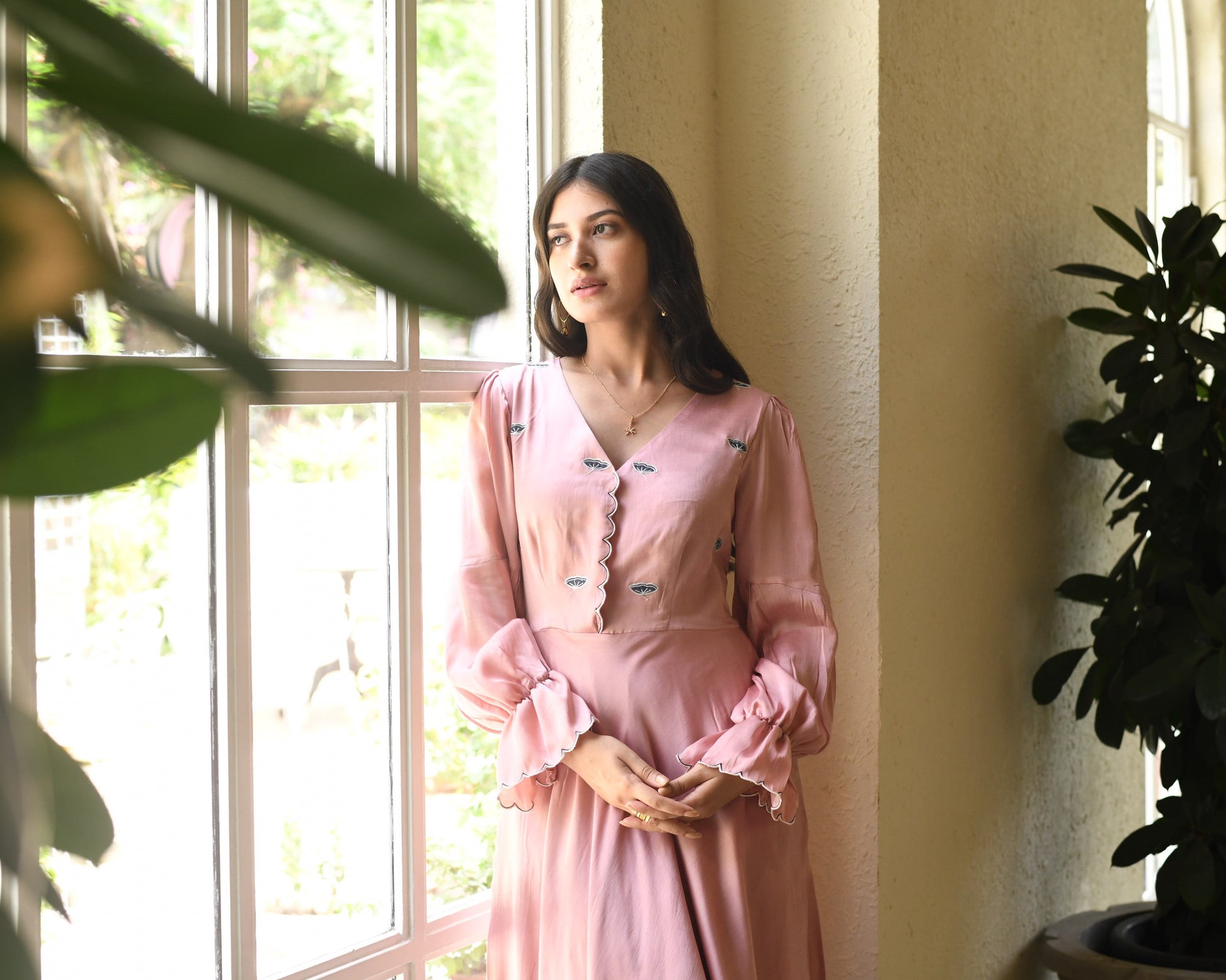 Pink Embroidered Satin Maxi Dress by Taro with Dusk To Dawn by Taro, Embroidered, Evening Wear, July Sale, July Sale 2023, Maxi Dresses, Modal Satin, Natural, Pink, Regular Fit, Silk, Womenswear at Kamakhyaa for sustainable fashion