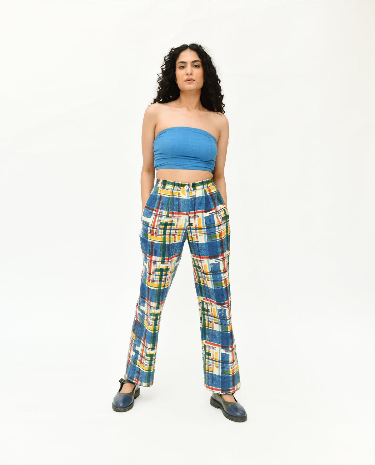 Blue Organic Cotton Bralette Top by Rias Jaipur with 100% Organic Cotton, Blue, Bralette Tops, Casual Wear, Handspun, Handwoven, Relaxed Fit, Solids, Void, Void by Rias Jaipur, Womenswear at Kamakhyaa for sustainable fashion