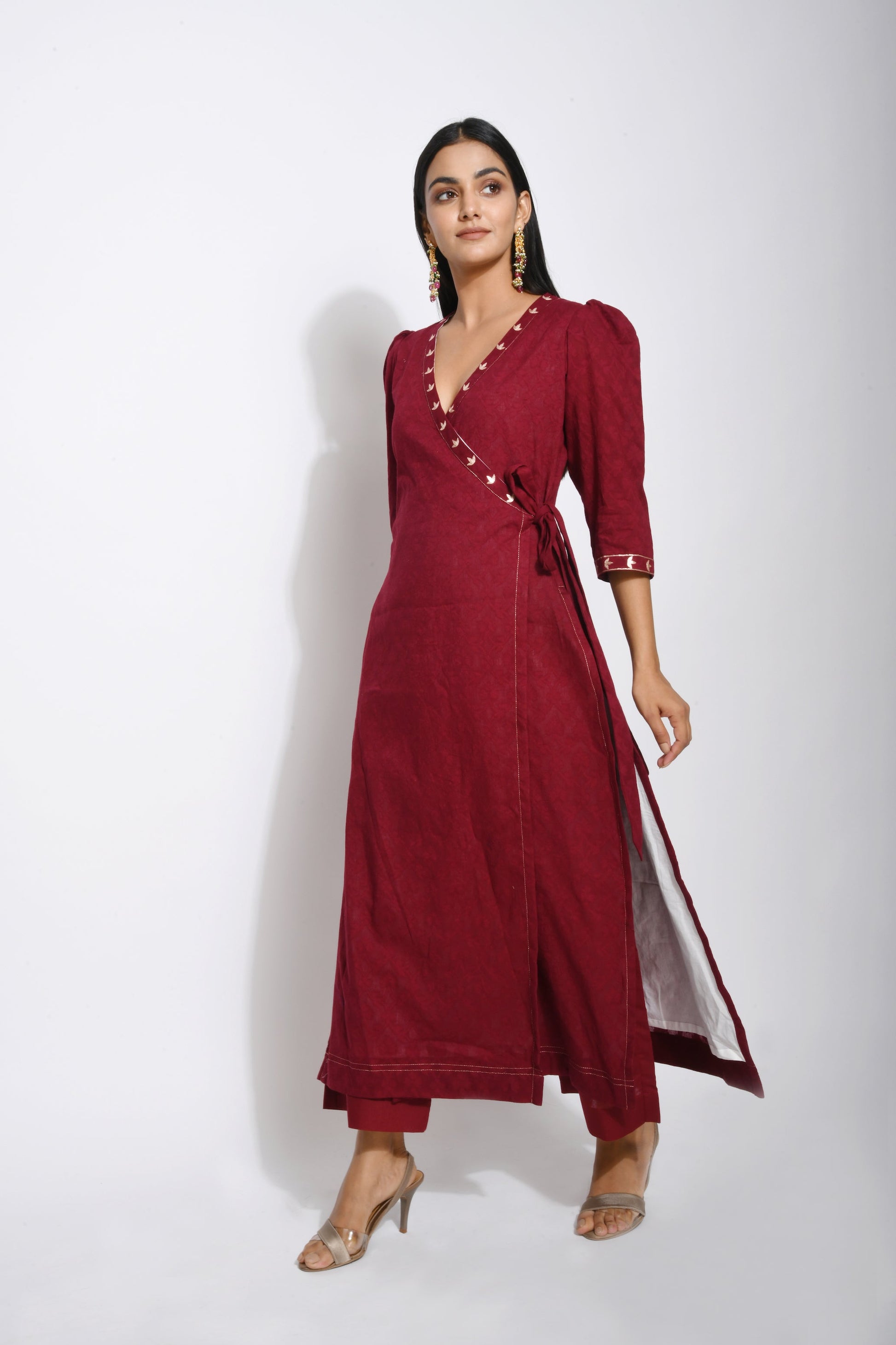 Red Embroidered Cotton Kurta Set With Dupatta Indian Wear Embroidered, Dupatta, Natural, Red, Regular Fit, Solids Taro Kamakhyaa