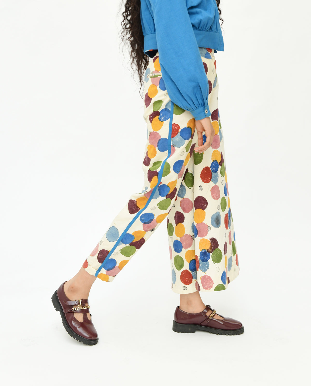 Polka Dot Printed Pant by Rias Jaipur with 100% Organic Cotton, Casual Wear, Handblock Printed, Handspun, Handwoven, Off-White, Pants, Polka Dots, Prints, Relaxed Fit, Void, Void by Rias Jaipur, Void Polka, Womenswear at Kamakhyaa for sustainable fashion