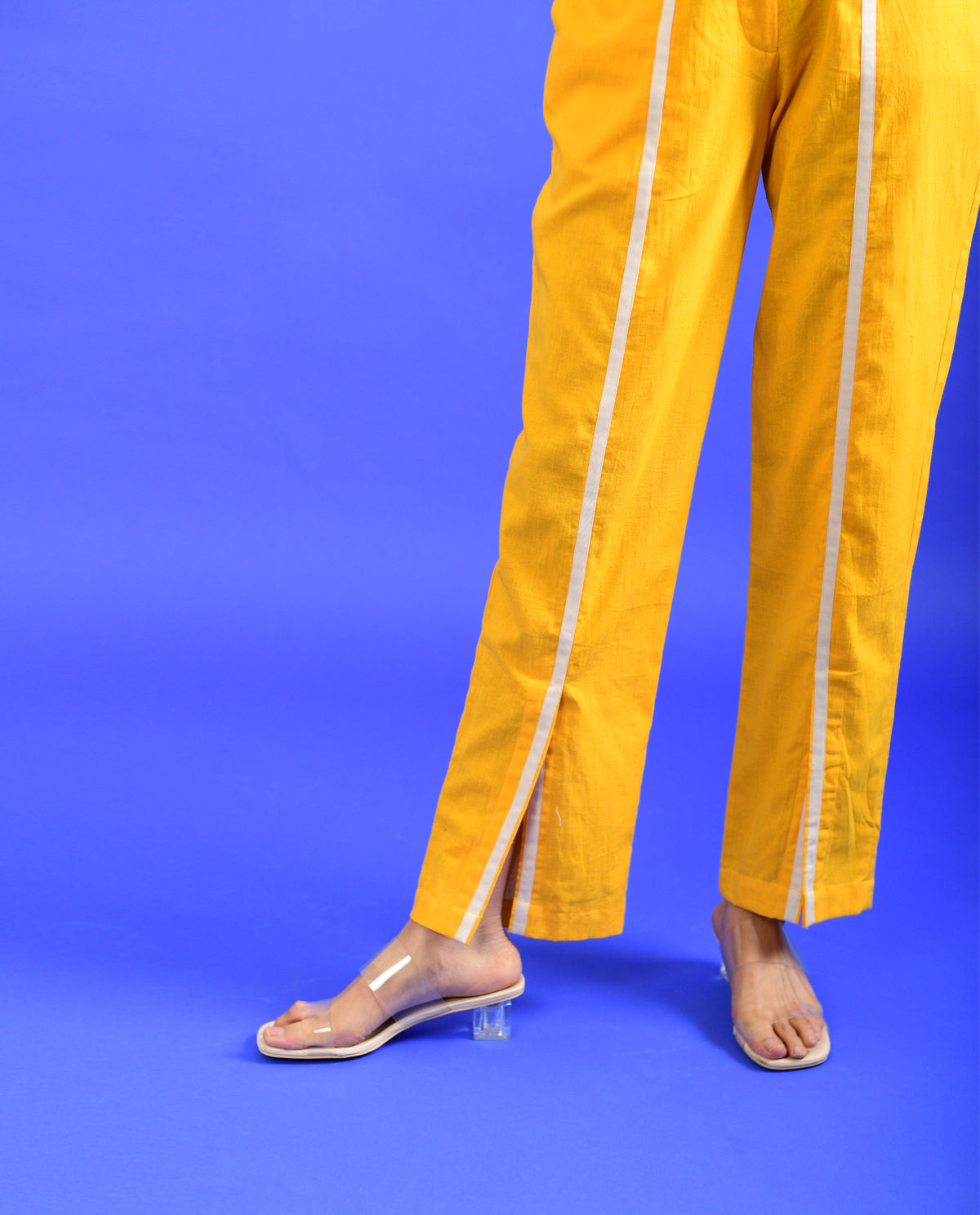 Yellow Solid Co-ord Set by Rias Jaipur with Casual Wear, Co-ord Sets, Handloom Cotton, Handspun, Handwoven, Hue, Regular Fit, Rias Hue by Rias Jaipur, Solids, Stripes, Travel, Travel Co-ords, Womenswear, Yellow at Kamakhyaa for sustainable fashion