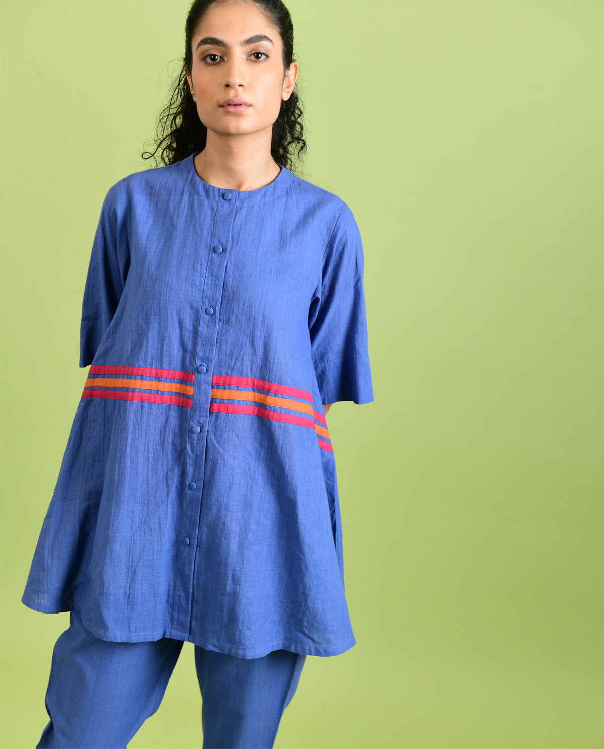 Handloom Cotton Co-ord Set at Kamakhyaa by Rias Jaipur. This item is Best Selling, Casual Wear, Co-ord Sets, For Mother, For Mother W, Handloom Cotton, Handspun, Handwoven, Hue, Office Wear Co-ords, Purple, Regular Fit, Solids, Stripes, Travel, Travel Co-ords, Womenswear