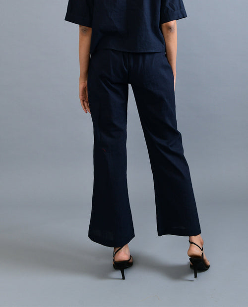 Black Handloom Cotton Pant by Rias Jaipur with Black, Casual Wear, Handloom Cotton, Handspun, Handwoven, Hue, Pants, Regular Fit, Rias Hue by Rias Jaipur, Solids, Stripes, Womenswear at Kamakhyaa for sustainable fashion