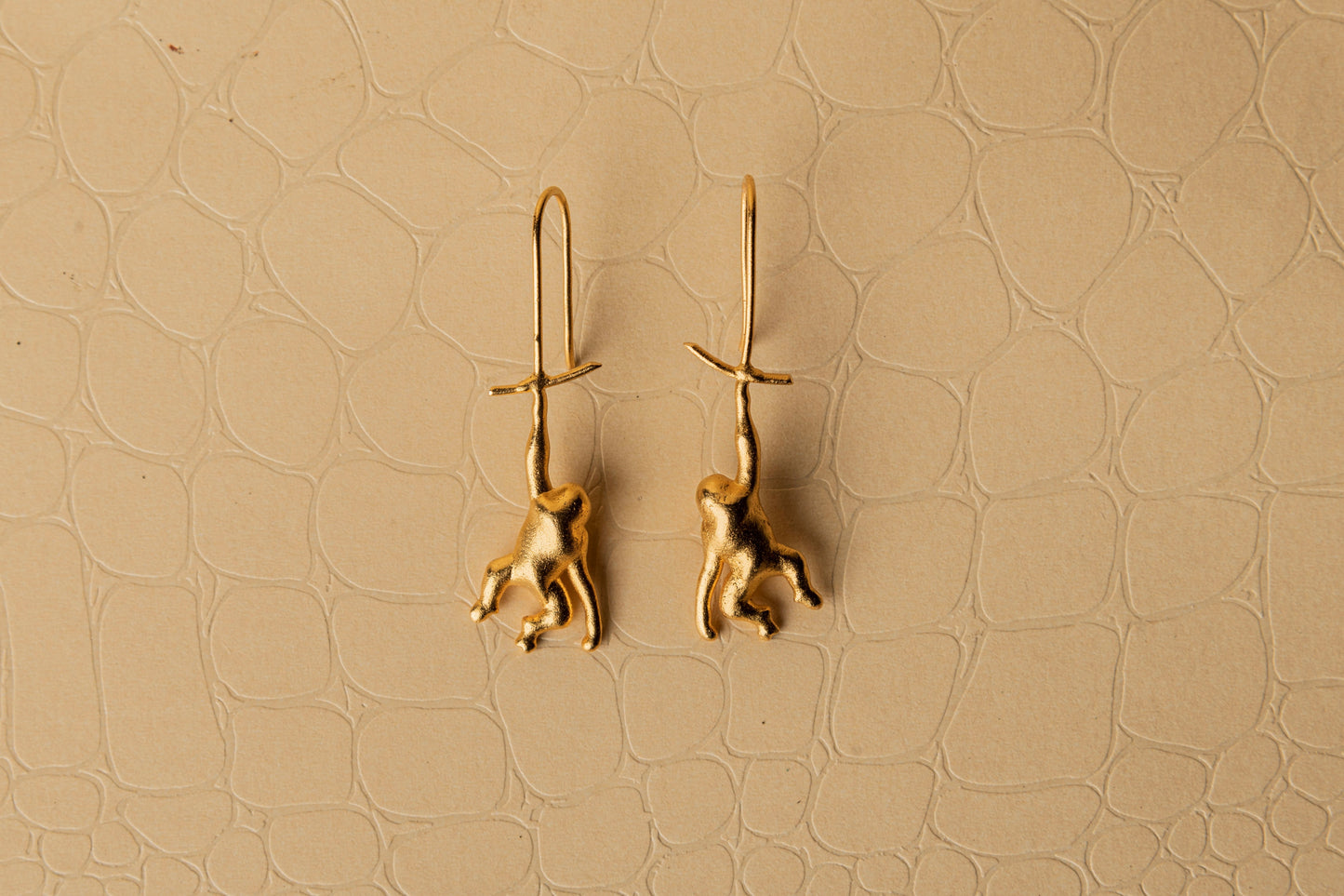 Frrilla Free gorillas Earrings by Amalgam By Aishwarya with Brass, Earrings, Fashion Jewellery, Free Size, Gold, Gold Plated, Into the Wild, jewelry, Less than $50, Long Earrings, Natural, Yellow at Kamakhyaa for sustainable fashion