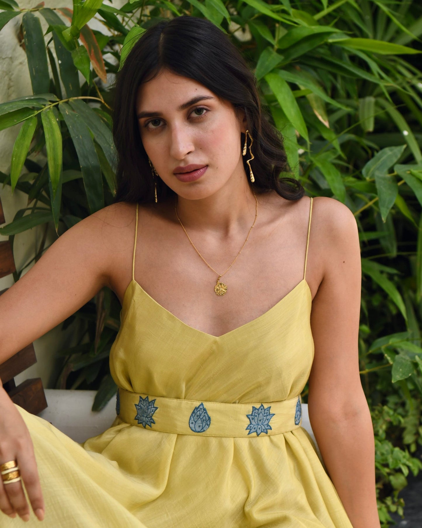 Yellow Embroidered Silk Maxi Dress by Taro with Best Selling, Dusk To Dawn by Taro, Embroidered, Evening Wear, FB ADS JUNE, July Sale, July Sale 2023, Maxi Dresses, Modal silk, Natural, Regular Fit, Silk, Sleeveless Dresses, Womenswear, Yellow at Kamakhyaa for sustainable fashion