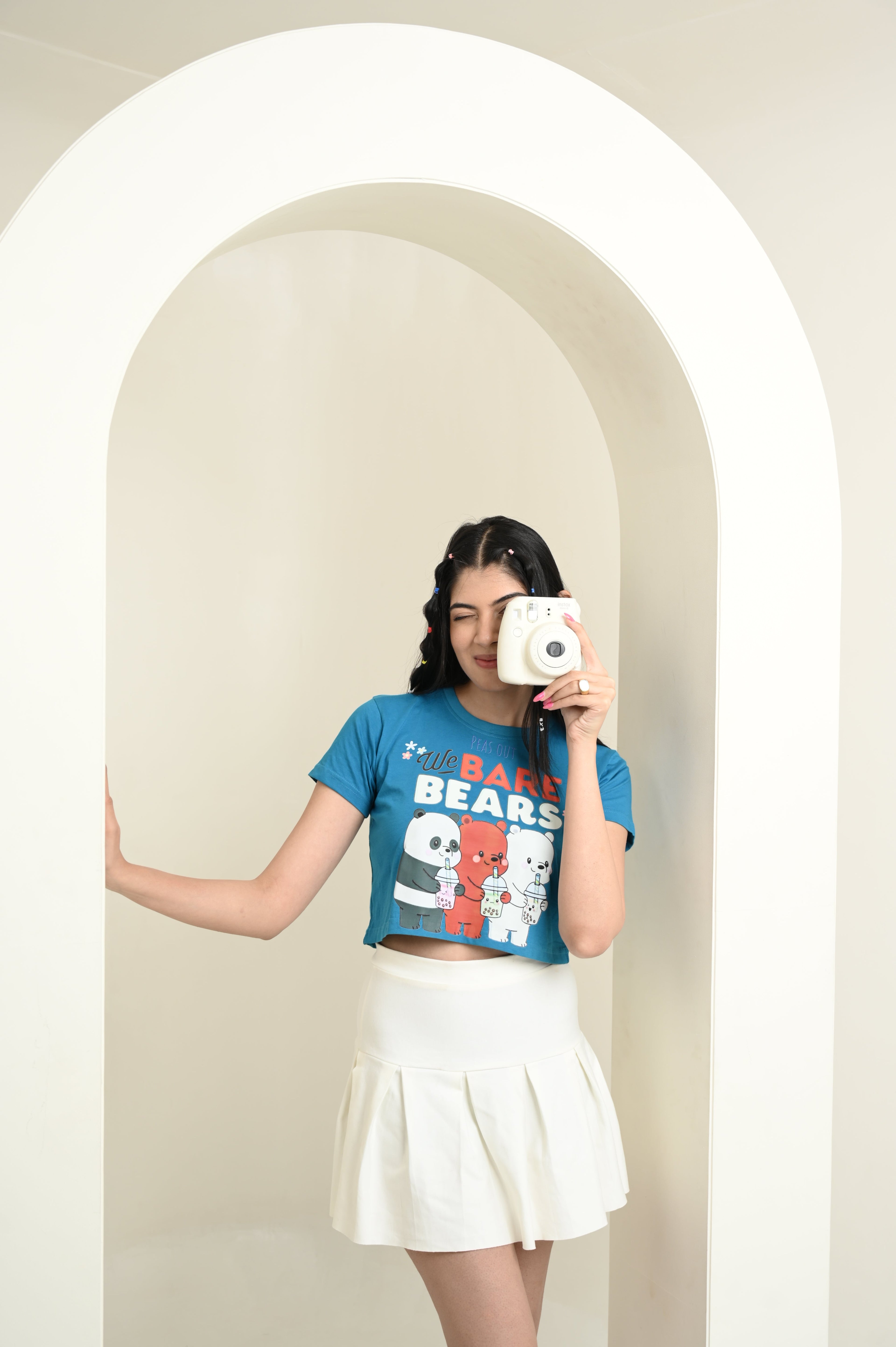 Bare Bears 100% Cotton Crop Blue T-shirt by Unfussy with 100% cotton, Blue, Casual Wear, Crop Tops, Organic, Oversized Fit, Printed, Shirts, T-Shirts, Unfussy, Unisex, Womenswear at Kamakhyaa for sustainable fashion