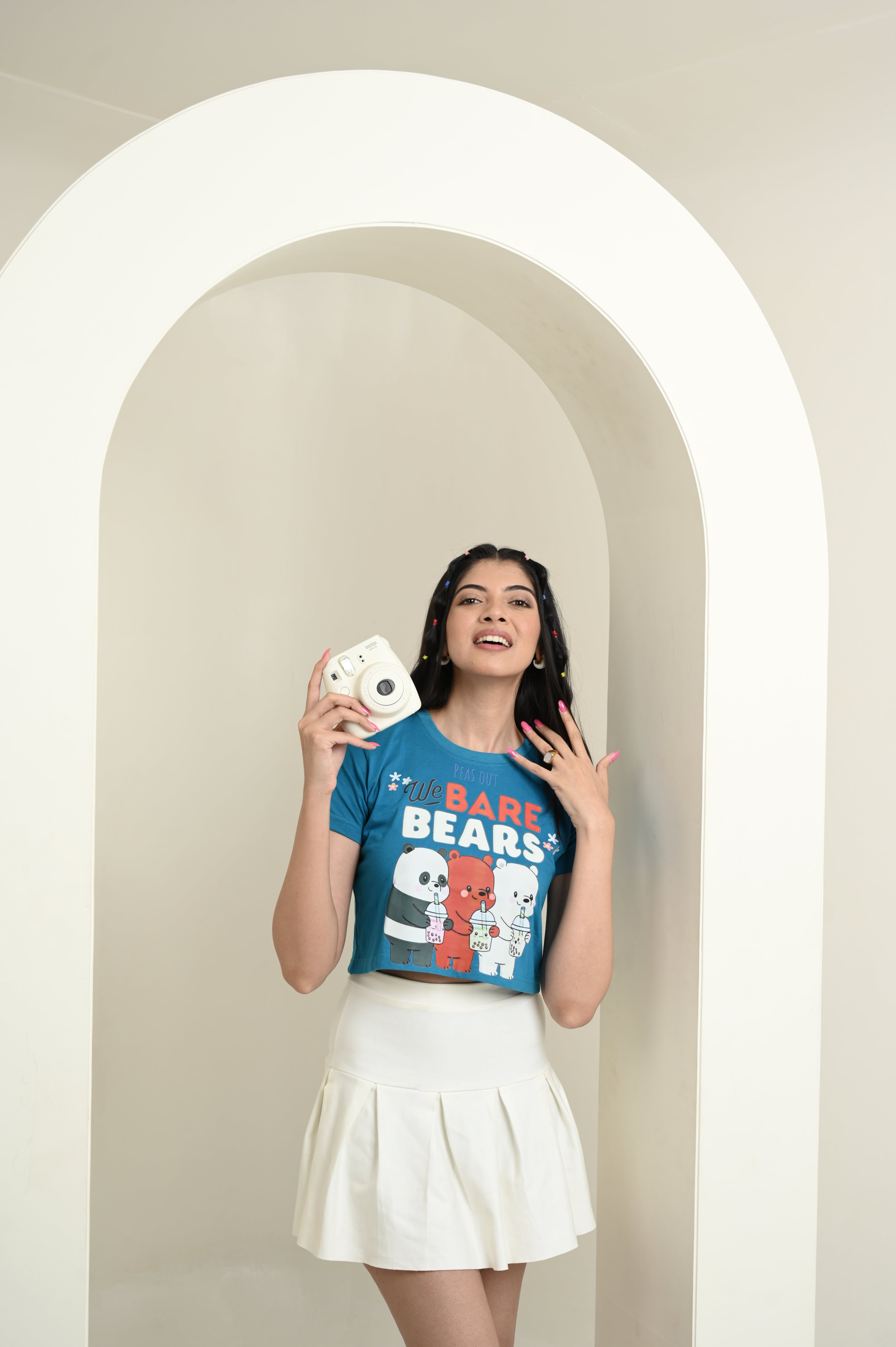 Bare Bears 100% Cotton Crop Blue T-shirt by Unfussy with 100% cotton, Blue, Casual Wear, Crop Tops, Organic, Oversized Fit, Printed, Shirts, T-Shirts, Unfussy, Unisex, Womenswear at Kamakhyaa for sustainable fashion