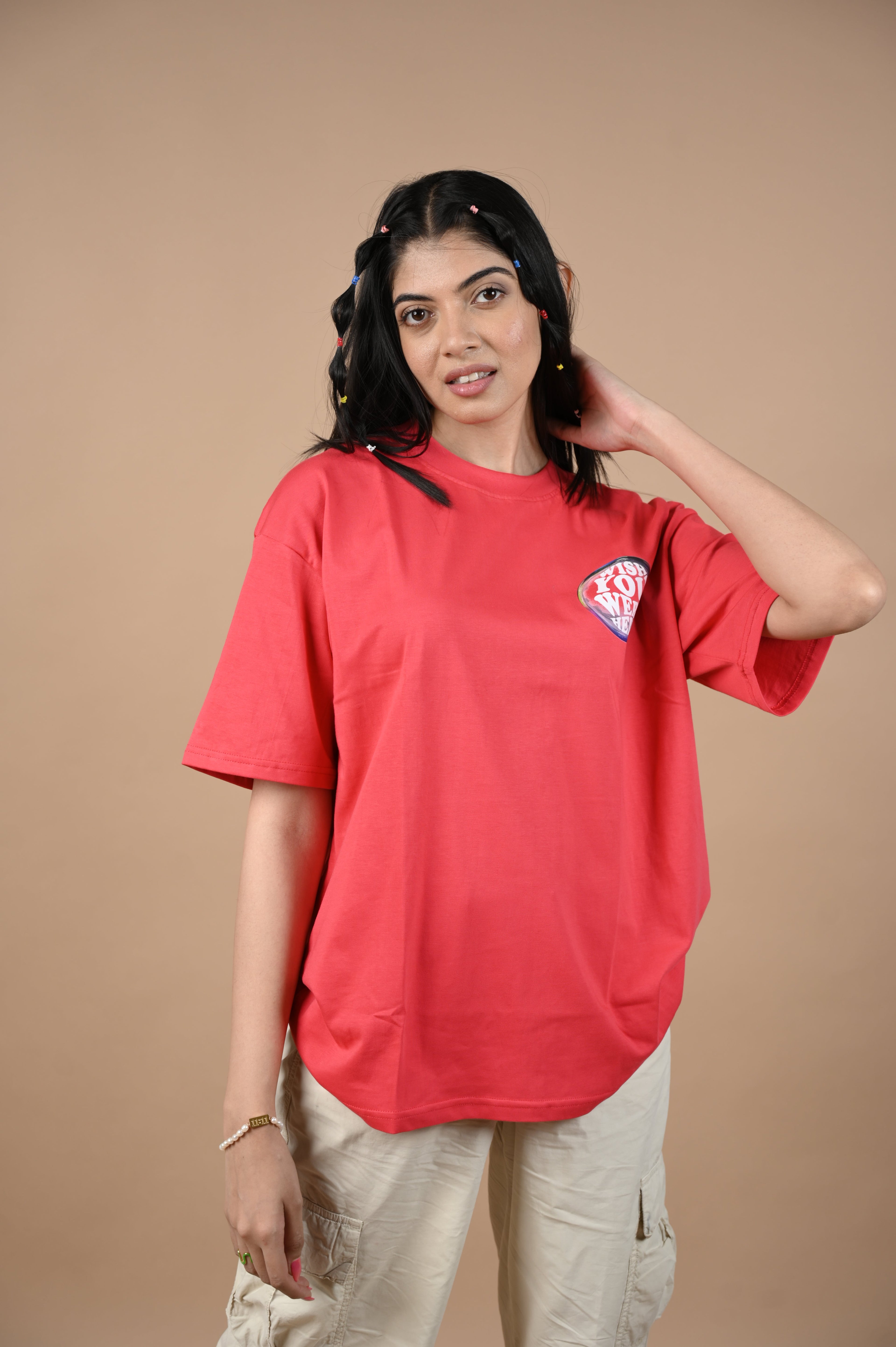 It's Urgent 100% Cotton Oversized Red T-shirt by Unfussy with 100% cotton, Casual Wear, Organic, Oversized Fit, Printed, Red, T-Shirts, Unfussy, Unisex, Womenswear at Kamakhyaa for sustainable fashion