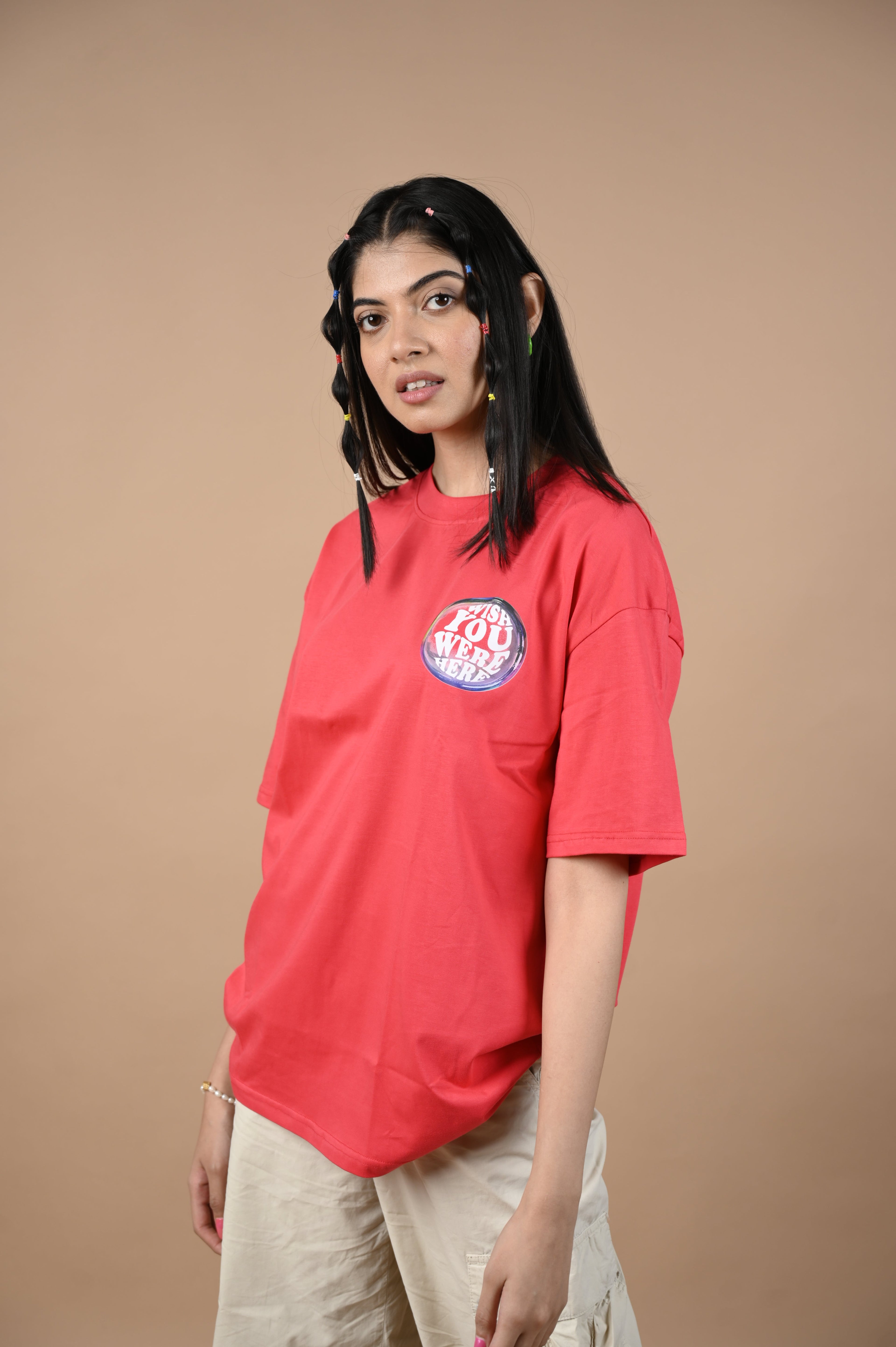 It's Urgent 100% Cotton Oversized Red T-shirt by Unfussy with 100% cotton, Casual Wear, Organic, Oversized Fit, Printed, Red, T-Shirts, Unfussy, Unisex, Womenswear at Kamakhyaa for sustainable fashion