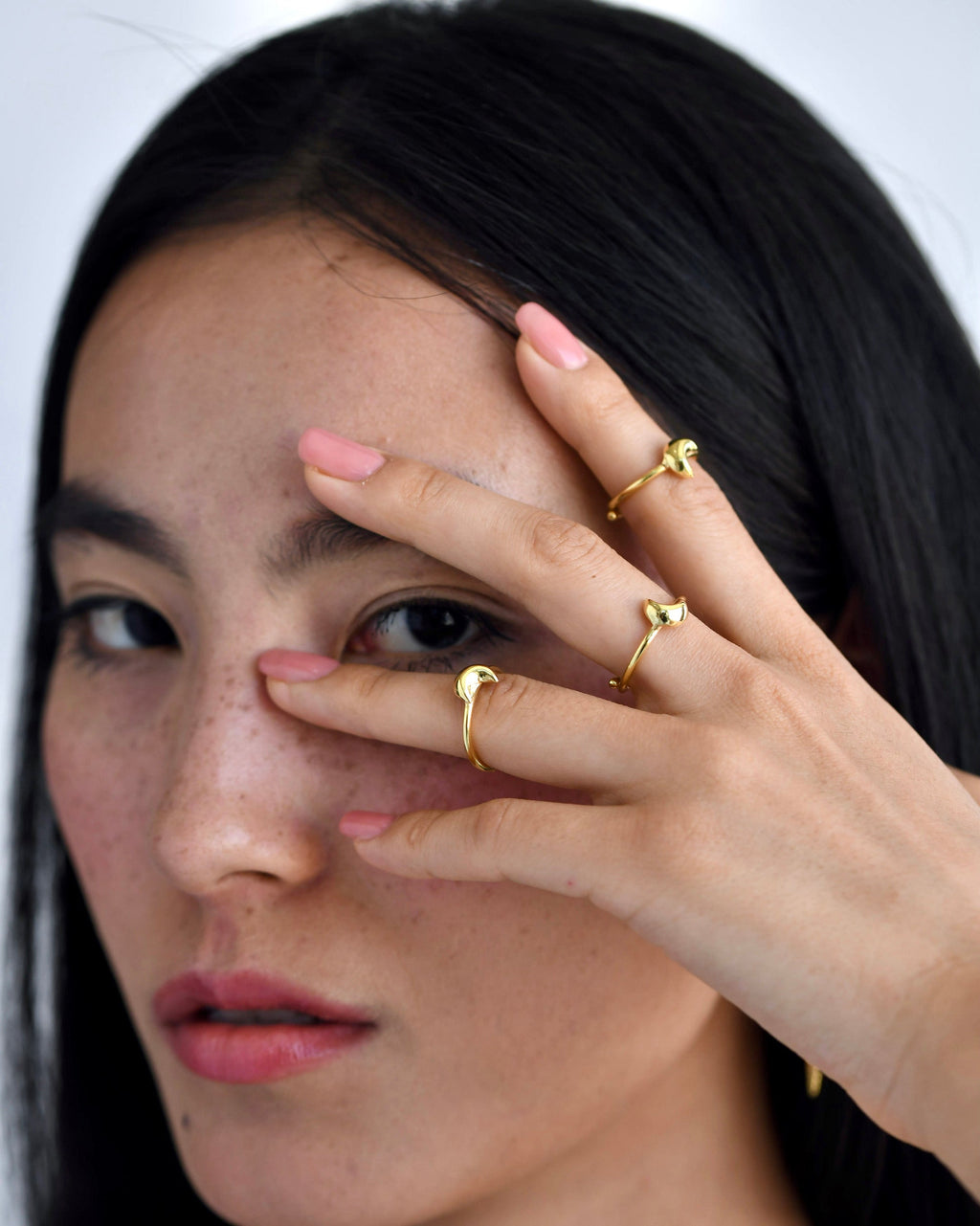 Gold Brass Stackable Moon Rings by The Loom Art with Brass, Cosmic Dream by The Loom Art, Fashion Jewellery, Free Size, Gold, Gold Plated, jewelry, Less than $50, Natural, Rings at Kamakhyaa for sustainable fashion