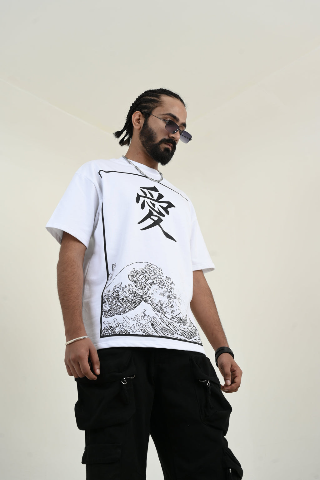 Jap Wave 100% Cotton Oversized White T-shirt by Unfussy with 100% cotton, Casual Wear, Organic, Oversized Fit, Printed, T-Shirts, Unfussy, Unisex, White, Womenswear at Kamakhyaa for sustainable fashion