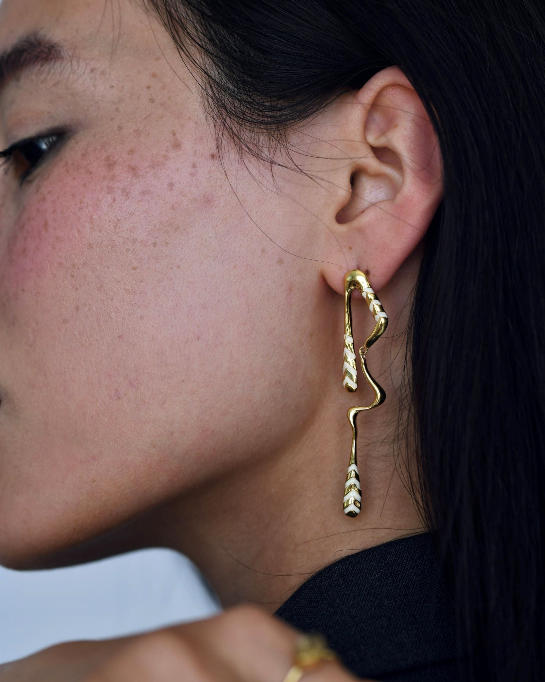 Gold Brass Mystic Drop Long Earrings by The Loom Art with Brass, Cosmic Dream by The Loom Art, Fashion Jewellery, For Daughter, Free Size, Gold, Gold Plated, jewelry, Long Earrings, Natural at Kamakhyaa for sustainable fashion