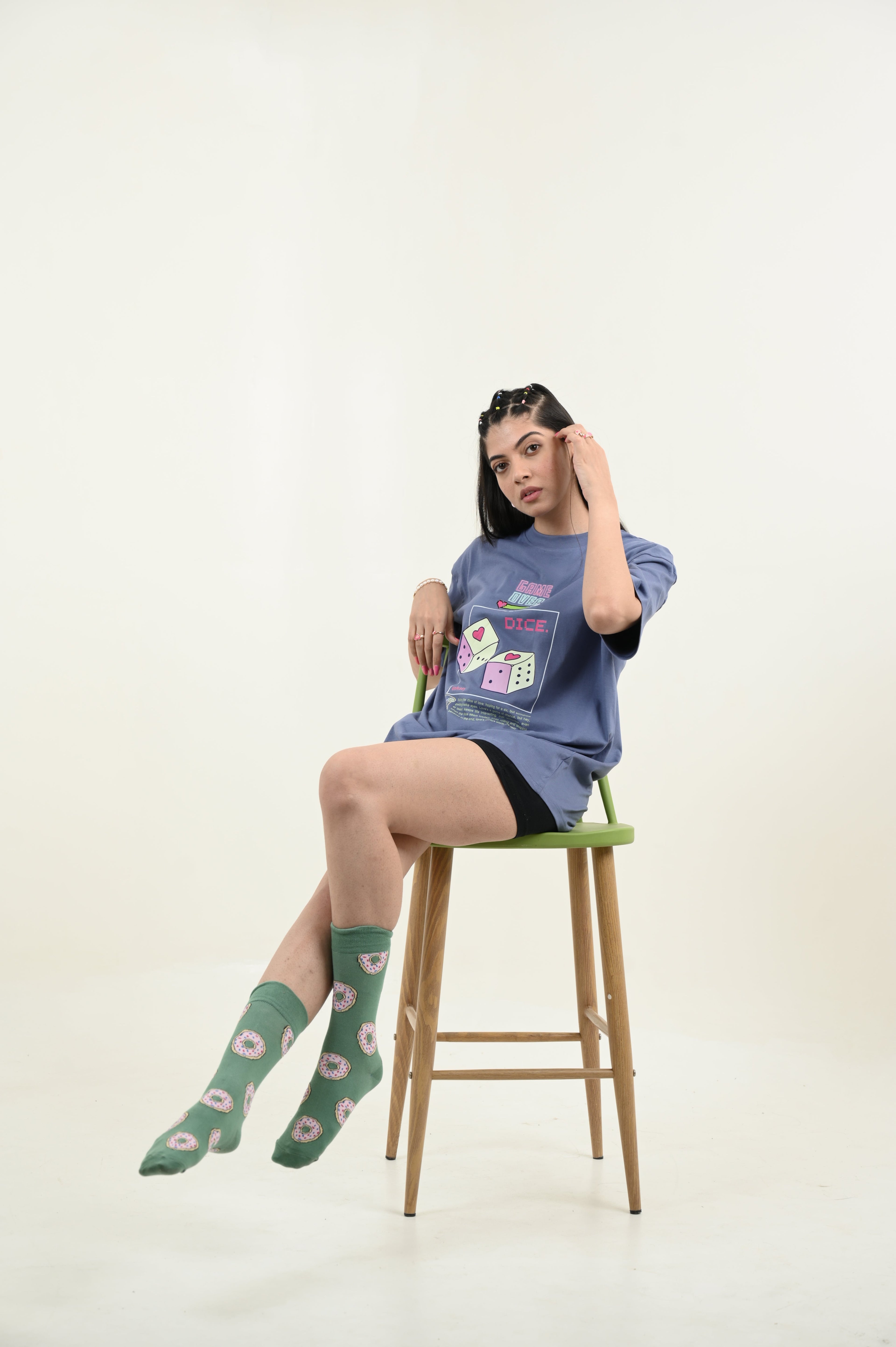 Game Over 100% Cotton Oversized Blue T-shirt by Unfussy with 100% cotton, Blue, Casual Wear, Organic, Oversized Fit, Printed, T-Shirts, Unfussy, Unisex, Womenswear at Kamakhyaa for sustainable fashion