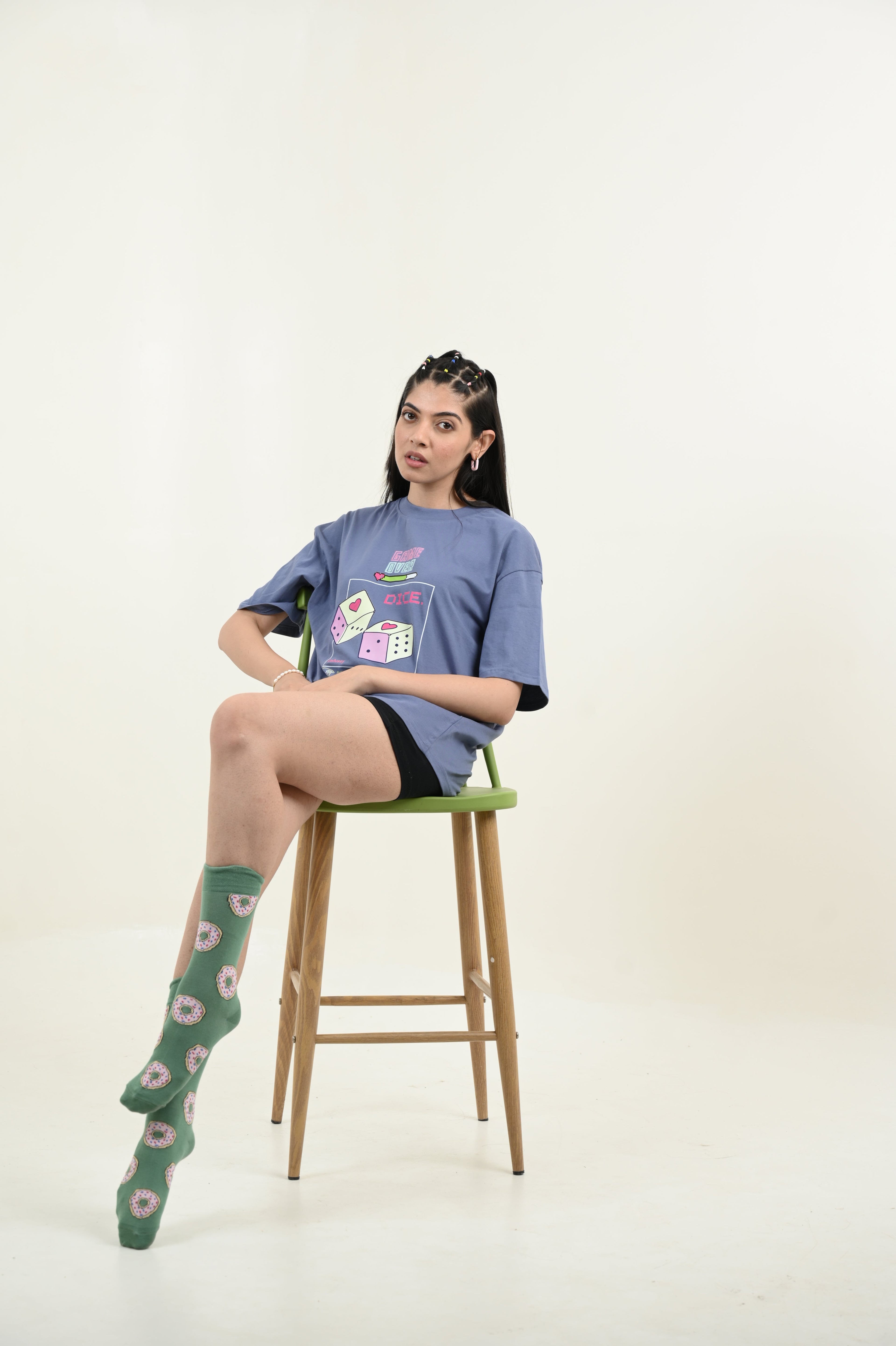 Game Over 100% Cotton Oversized Blue T-shirt by Unfussy with 100% cotton, Blue, Casual Wear, Organic, Oversized Fit, Printed, T-Shirts, Unfussy, Unisex, Womenswear at Kamakhyaa for sustainable fashion