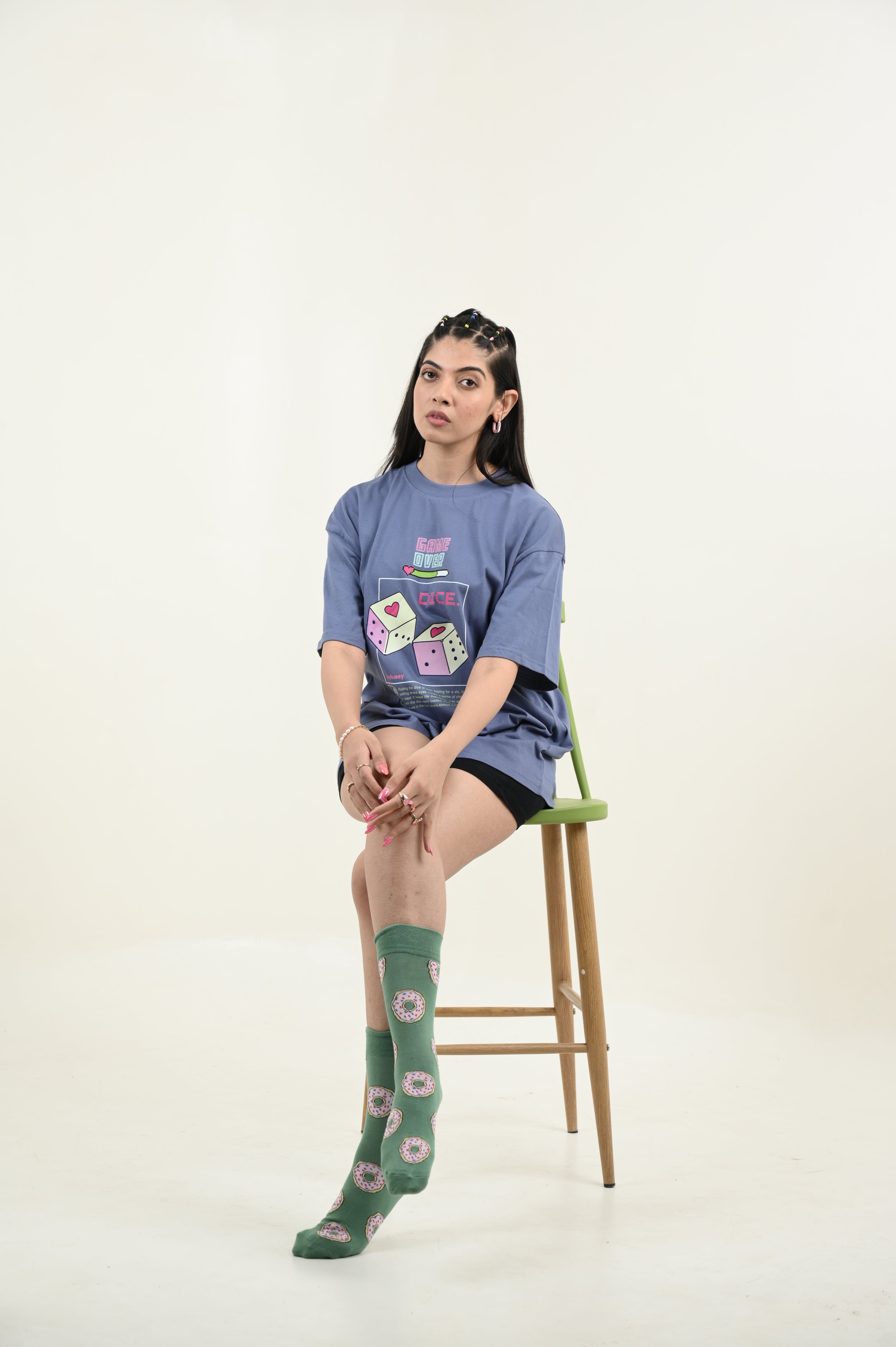Game Over 100% Cotton Oversized Blue T-shirt by Unfussy with 100% cotton, Blue, Casual Wear, Organic, Oversized Fit, Printed, T-Shirts, Unfussy, Unisex, Womenswear at Kamakhyaa for sustainable fashion