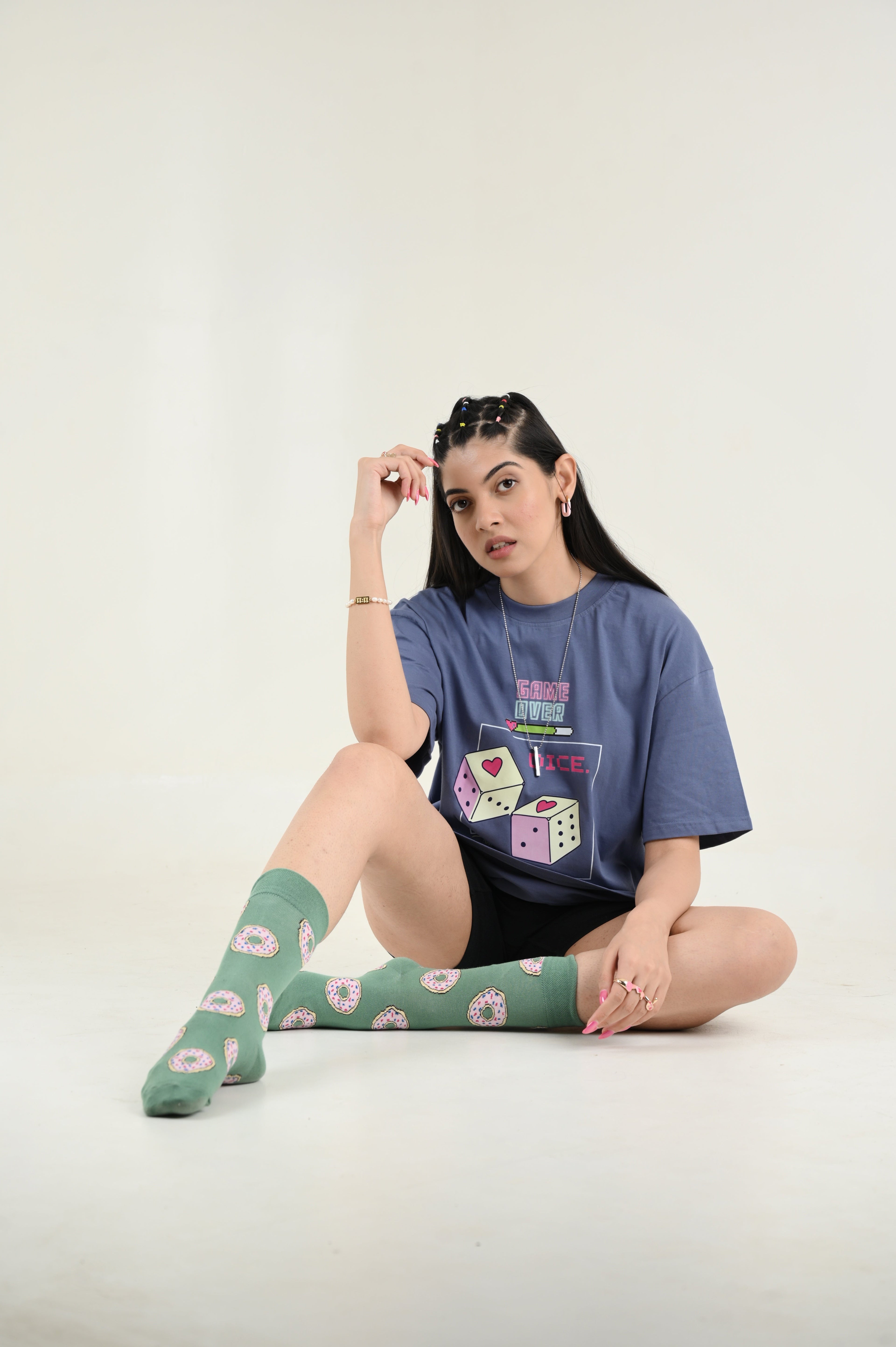 Game Over 100% Cotton Oversized Blue T-shirt by Unfussy with 100% cotton, Blue, Casual Wear, Organic, Oversized Fit, Printed, T-Shirts, Unfussy, Unisex, Womenswear at Kamakhyaa for sustainable fashion