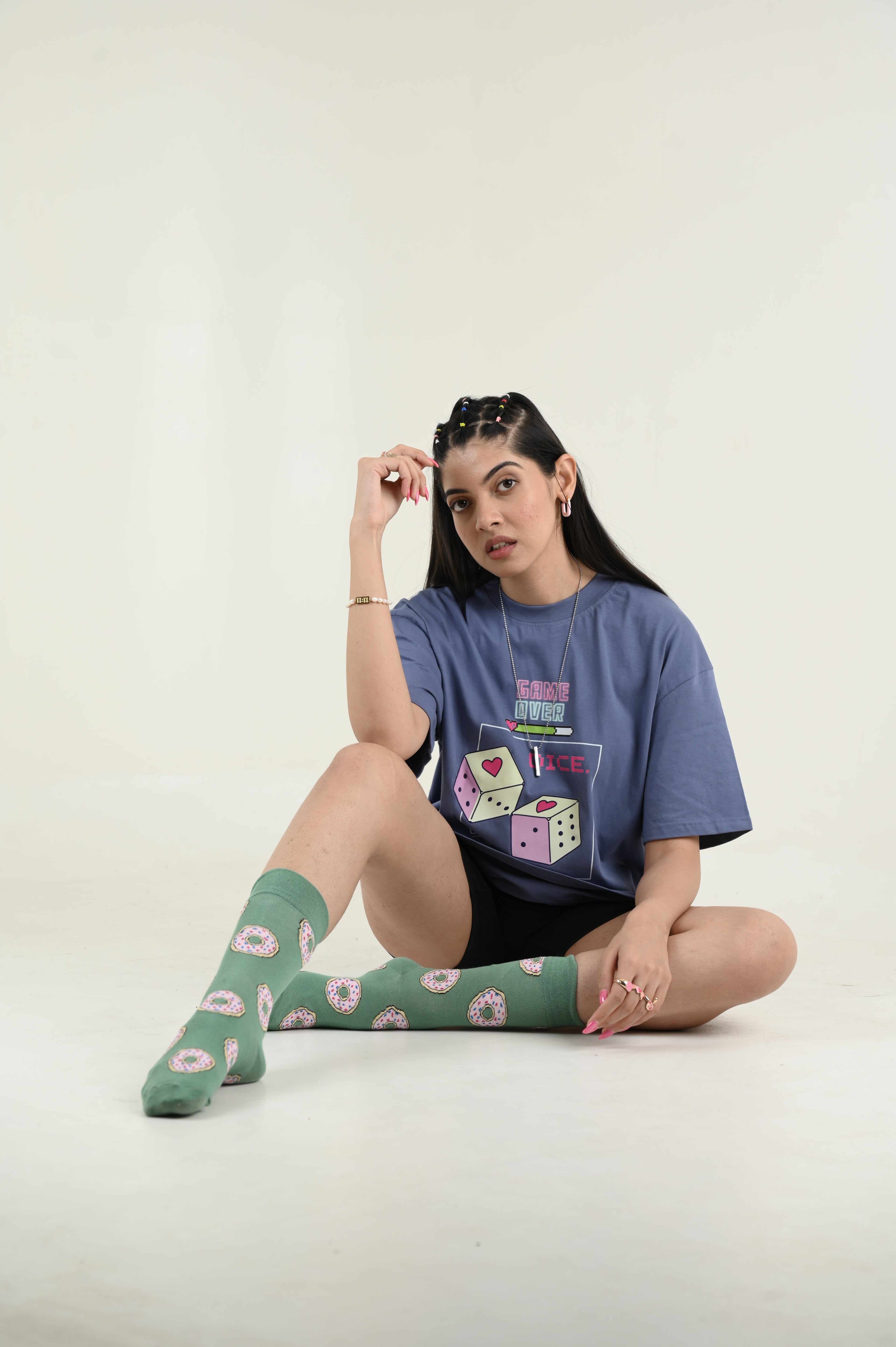 Game Over 100% Cotton Oversized Blue T-shirt by Unfussy with 100% cotton, Blue, Casual Wear, Organic, Oversized Fit, Printed, T-Shirts, Unfussy, Unisex, Womenswear at Kamakhyaa for sustainable fashion