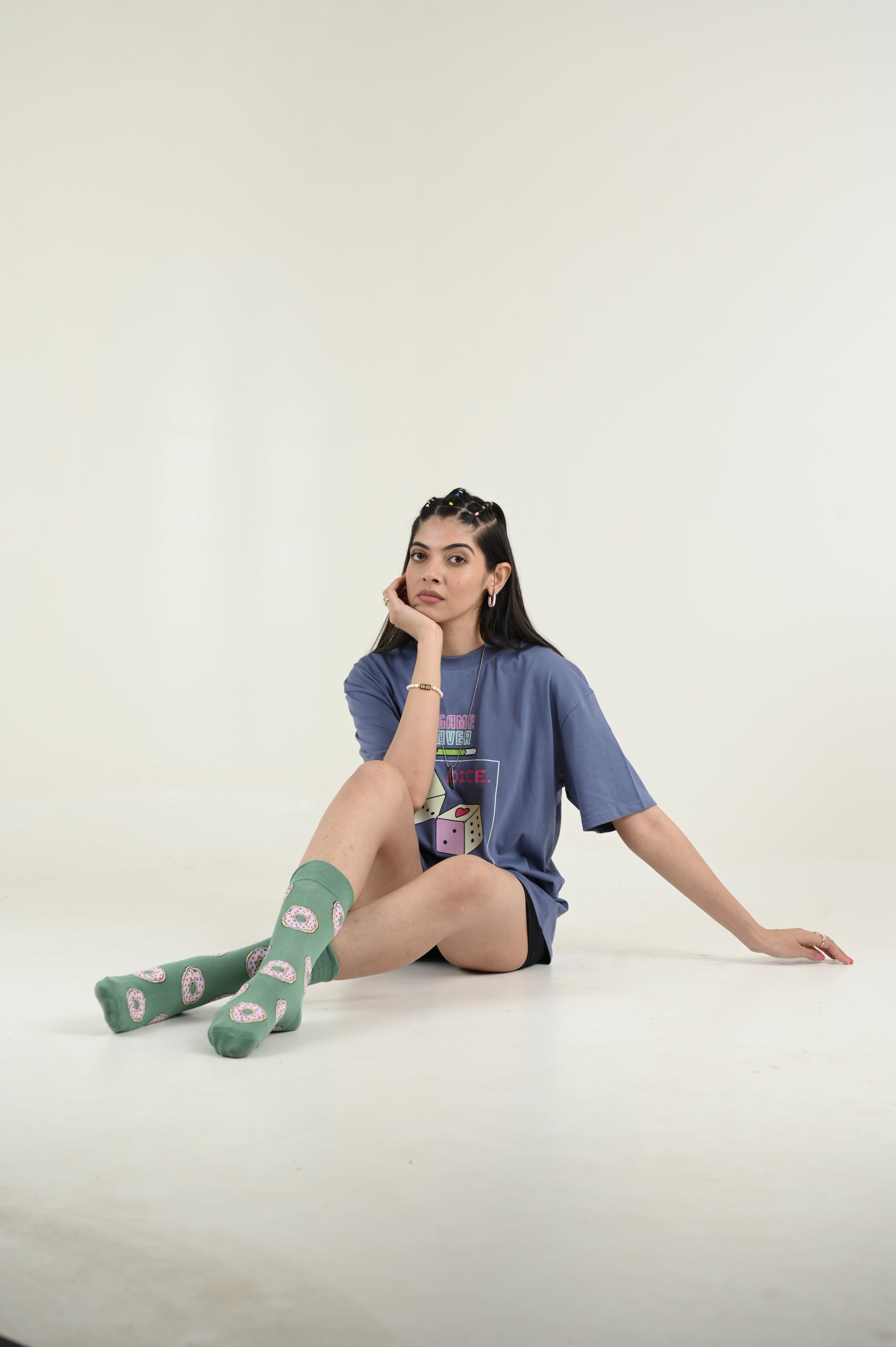 Game Over 100% Cotton Oversized Blue T-shirt by Unfussy with 100% cotton, Blue, Casual Wear, Organic, Oversized Fit, Printed, T-Shirts, Unfussy, Unisex, Womenswear at Kamakhyaa for sustainable fashion