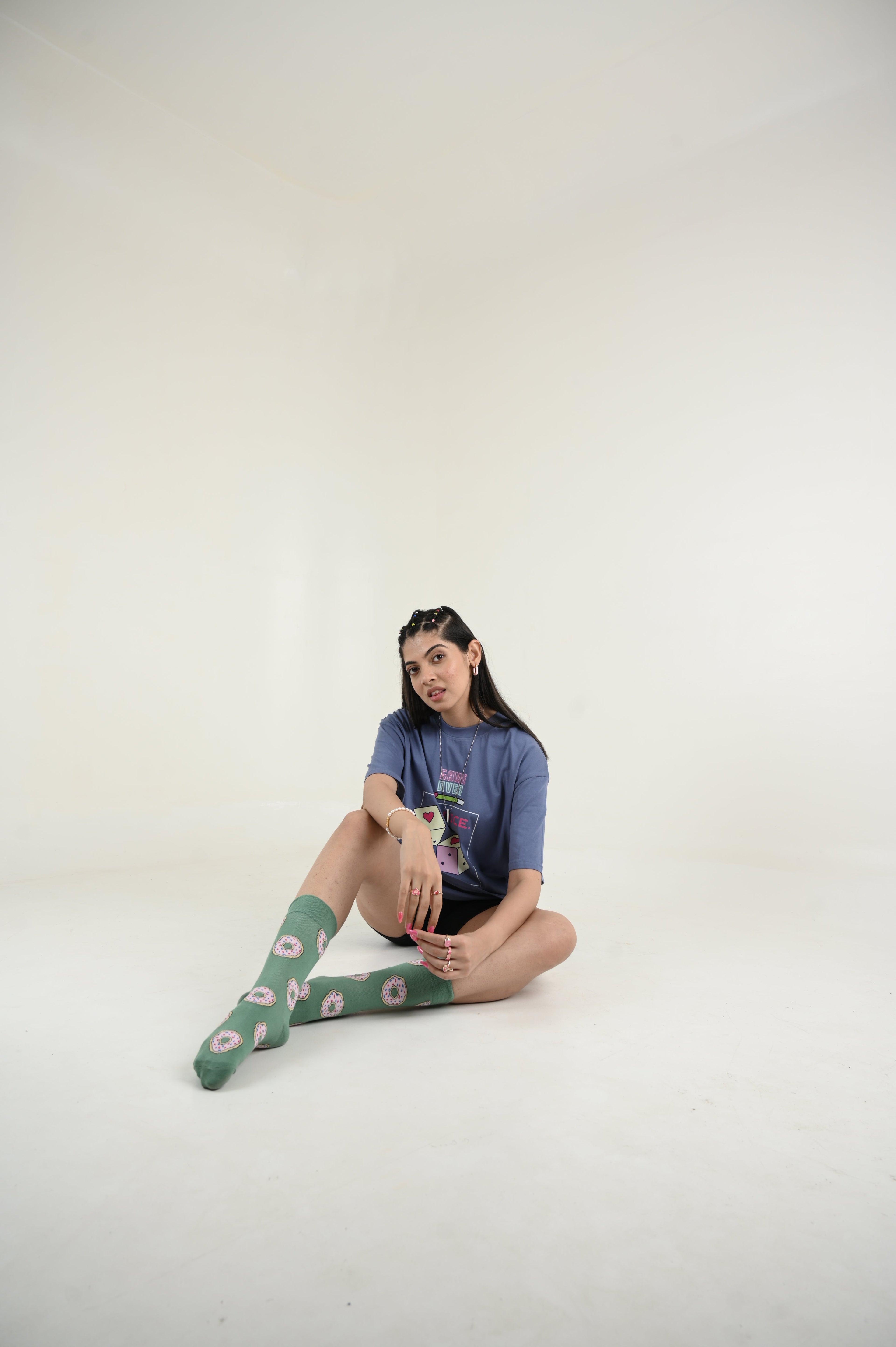 Game Over 100% Cotton Oversized Blue T-shirt by Unfussy with 100% cotton, Blue, Casual Wear, Organic, Oversized Fit, Printed, T-Shirts, Unfussy, Unisex, Womenswear at Kamakhyaa for sustainable fashion