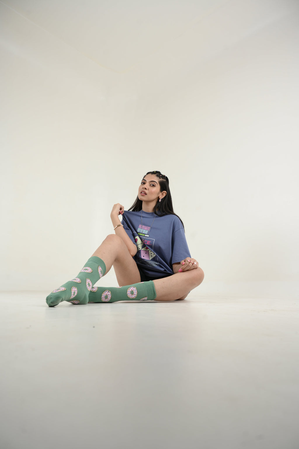 Game Over 100% Cotton Oversized Blue T-shirt by Unfussy with 100% cotton, Blue, Casual Wear, Organic, Oversized Fit, Printed, T-Shirts, Unfussy, Unisex, Womenswear at Kamakhyaa for sustainable fashion