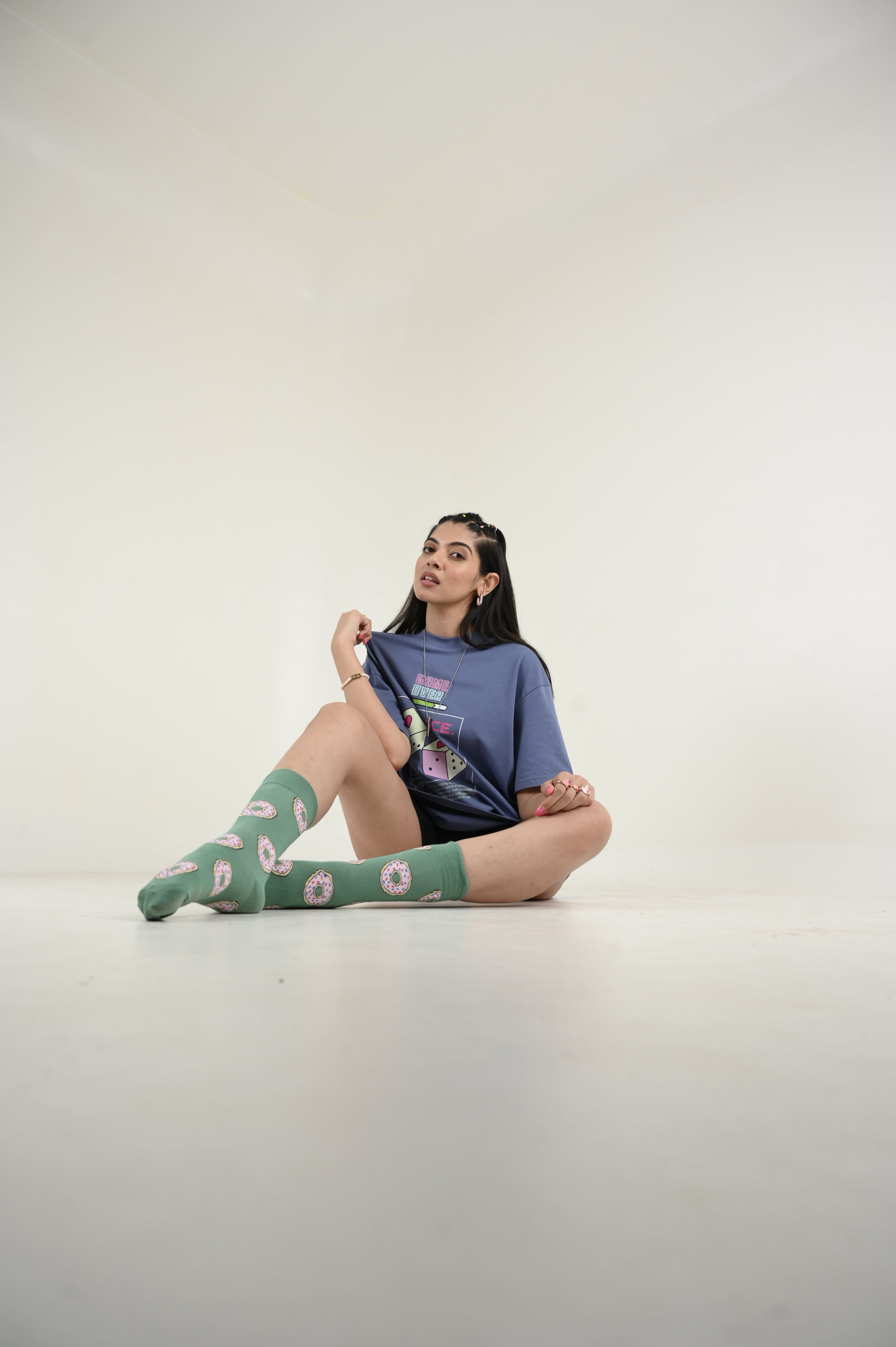 Game Over 100% Cotton Oversized Blue T-shirt by Unfussy with 100% cotton, Blue, Casual Wear, Organic, Oversized Fit, Printed, T-Shirts, Unfussy, Unisex, Womenswear at Kamakhyaa for sustainable fashion