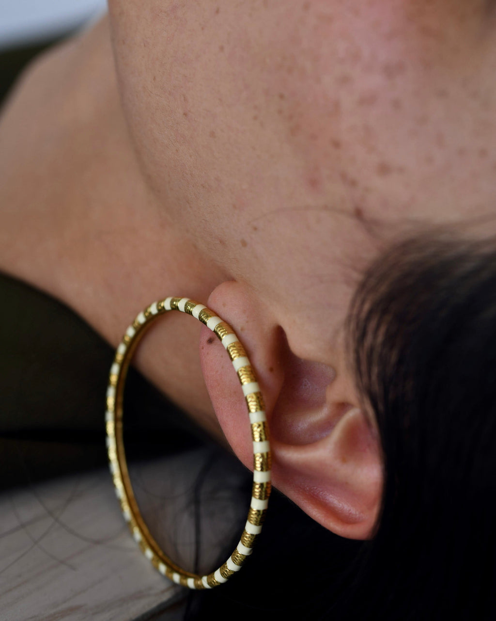 Gold Brass Golden Galaxy Hoops by The Loom Art with Brass, Cosmic Dream by The Loom Art, Fashion Jewellery, Free Size, Gold, Gold Plated, Hoops, jewelry, Natural at Kamakhyaa for sustainable fashion