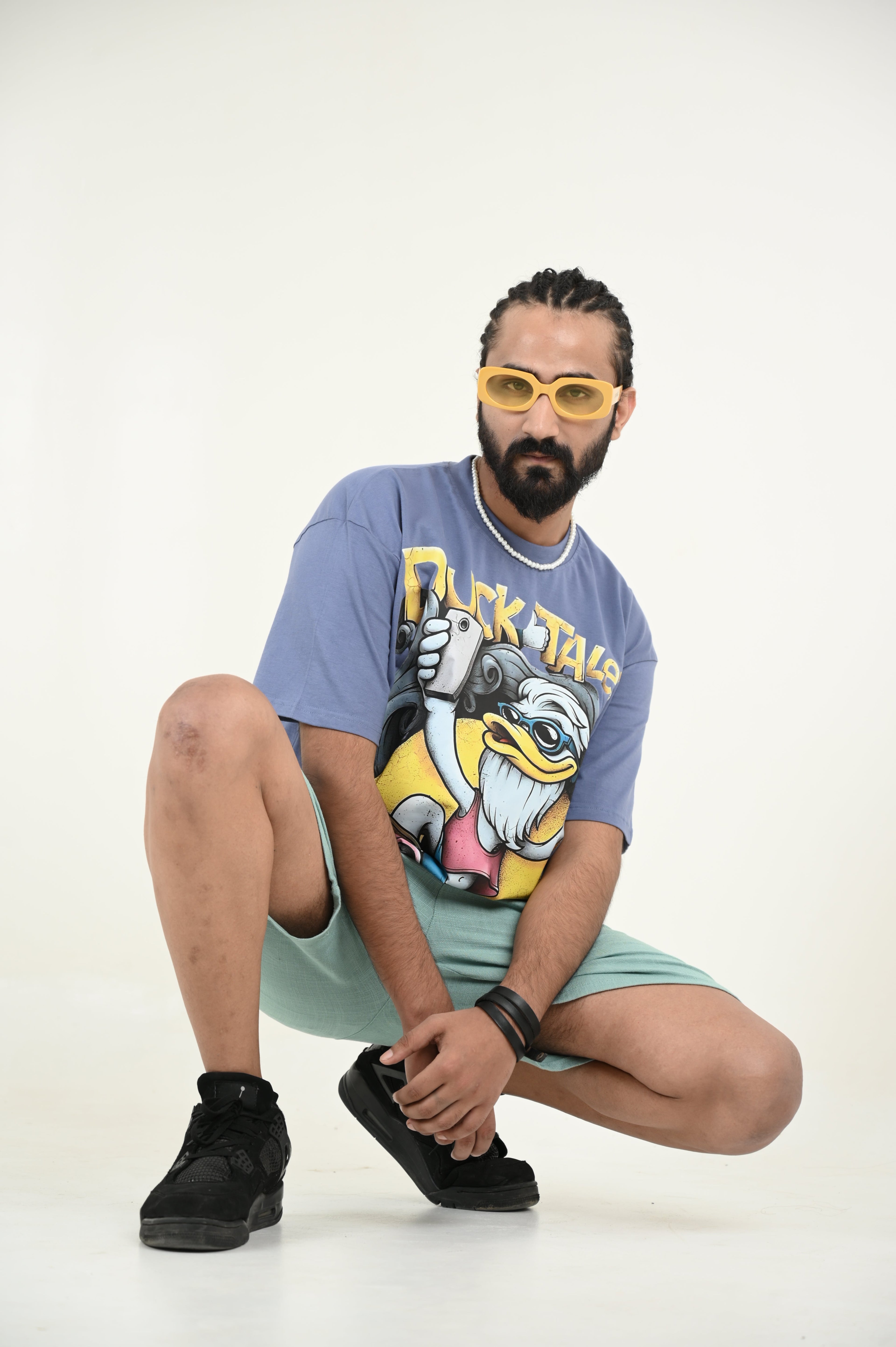 Duck Tales 100% Cotton Oversized Blue T-shirt by Unfussy with 100% cotton, Blue, Casual Wear, Organic, Oversized Fit, Printed, T-Shirts, Unfussy, Unisex, Womenswear at Kamakhyaa for sustainable fashion