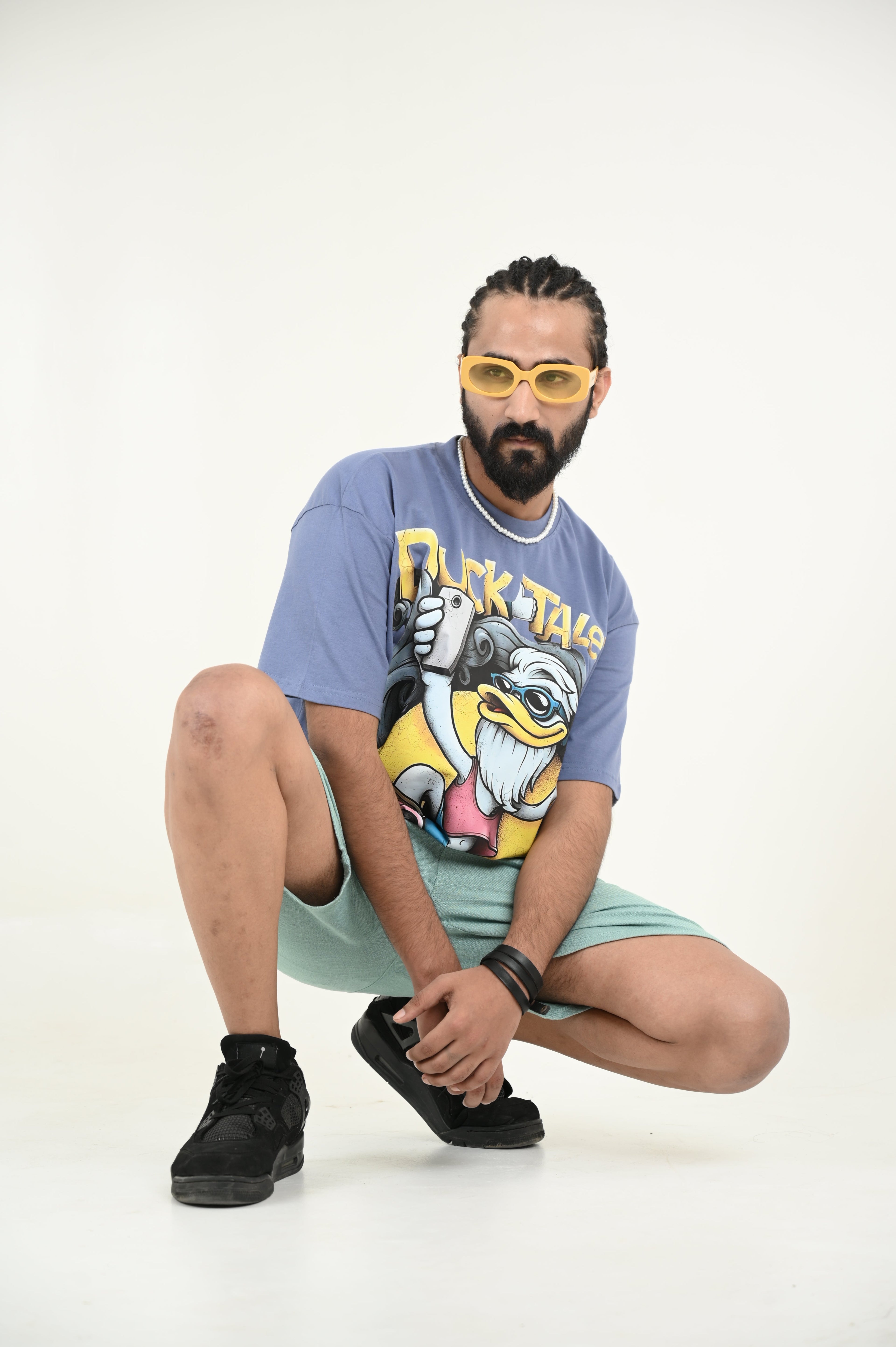 Duck Tales 100% Cotton Oversized Blue T-shirt by Unfussy with 100% cotton, Blue, Casual Wear, Organic, Oversized Fit, Printed, T-Shirts, Unfussy, Unisex, Womenswear at Kamakhyaa for sustainable fashion