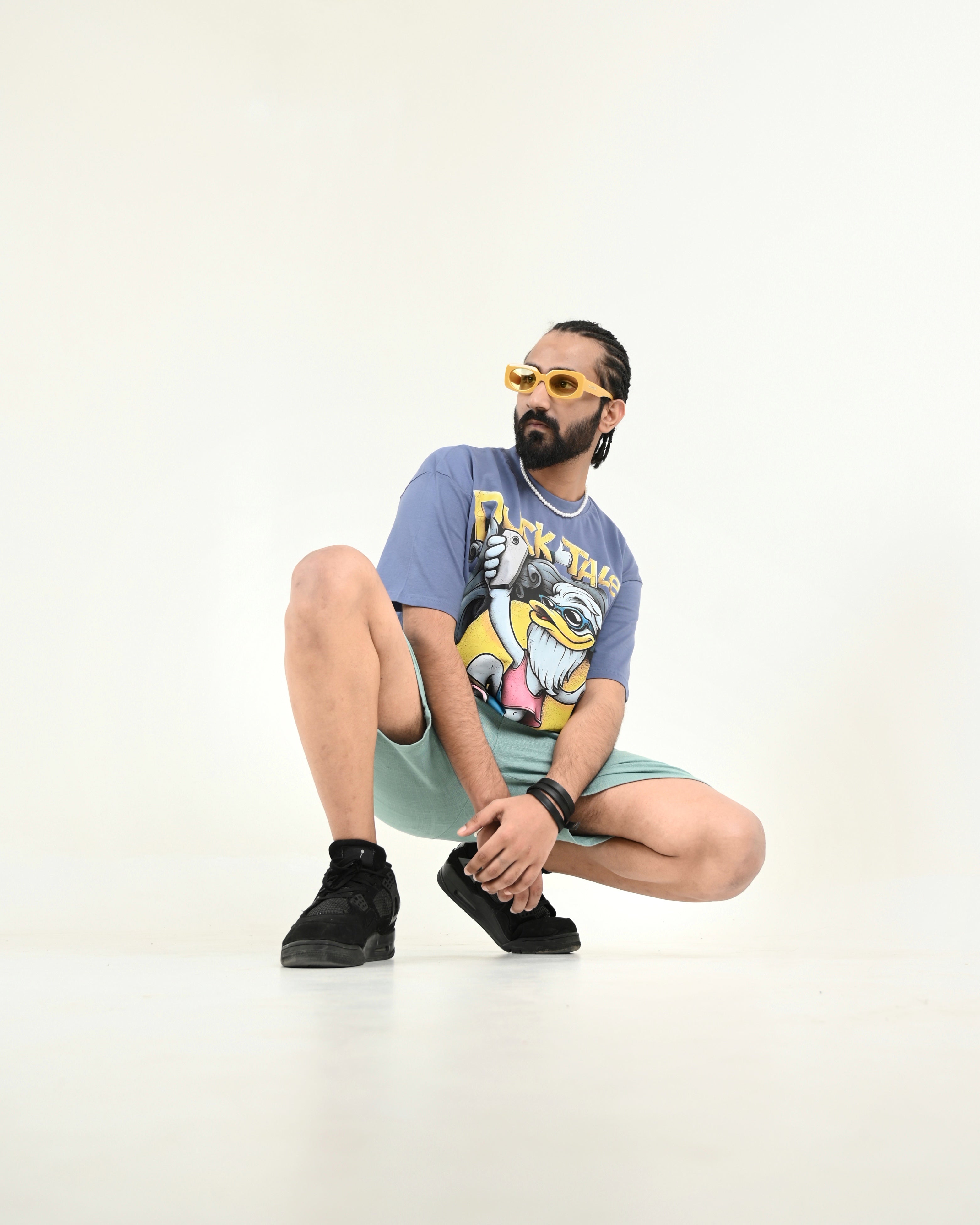 Duck Tales 100% Cotton Oversized Blue T-shirt by Unfussy with 100% cotton, Blue, Casual Wear, Organic, Oversized Fit, Printed, T-Shirts, Unfussy, Unisex, Womenswear at Kamakhyaa for sustainable fashion