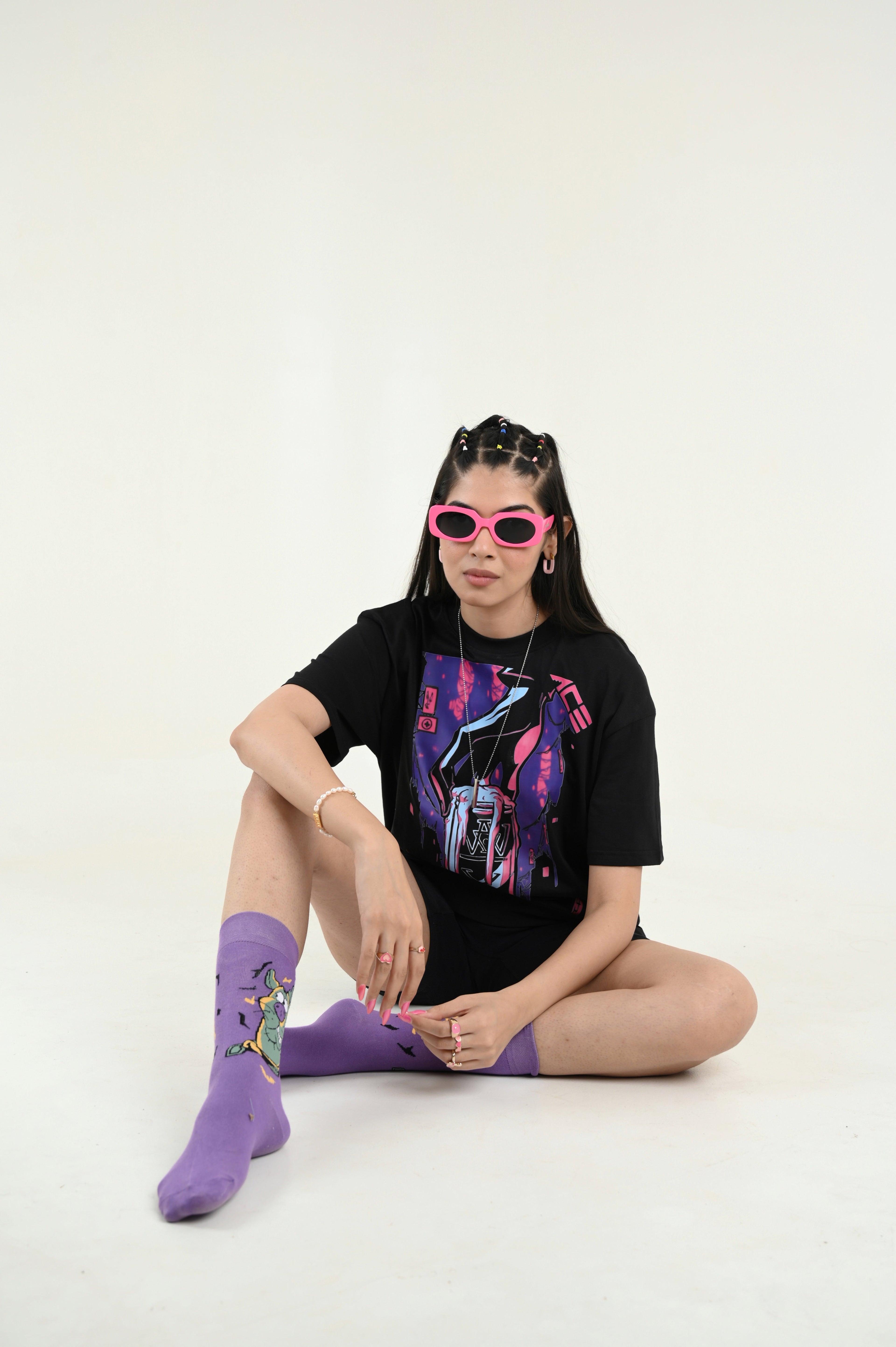 More vilas 100% Cotton Oversized Black T-shirt by Unfussy with 100% cotton, Black, Casual Wear, Organic, Oversized Fit, Printed, T-Shirts, Unfussy, Unisex, Womenswear at Kamakhyaa for sustainable fashion