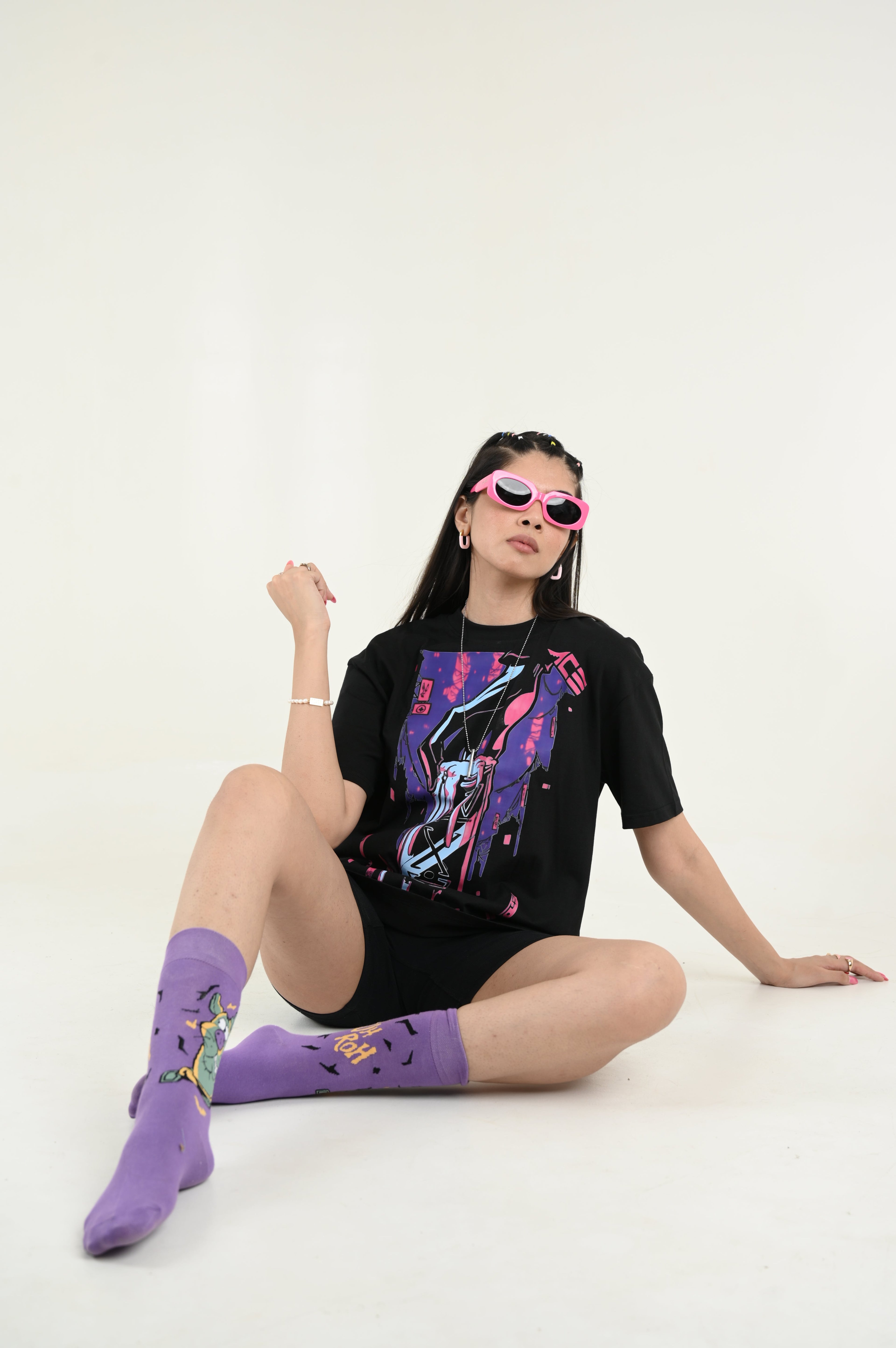 More vilas 100% Cotton Oversized Black T-shirt by Unfussy with 100% cotton, Black, Casual Wear, Organic, Oversized Fit, Printed, T-Shirts, Unfussy, Unisex, Womenswear at Kamakhyaa for sustainable fashion