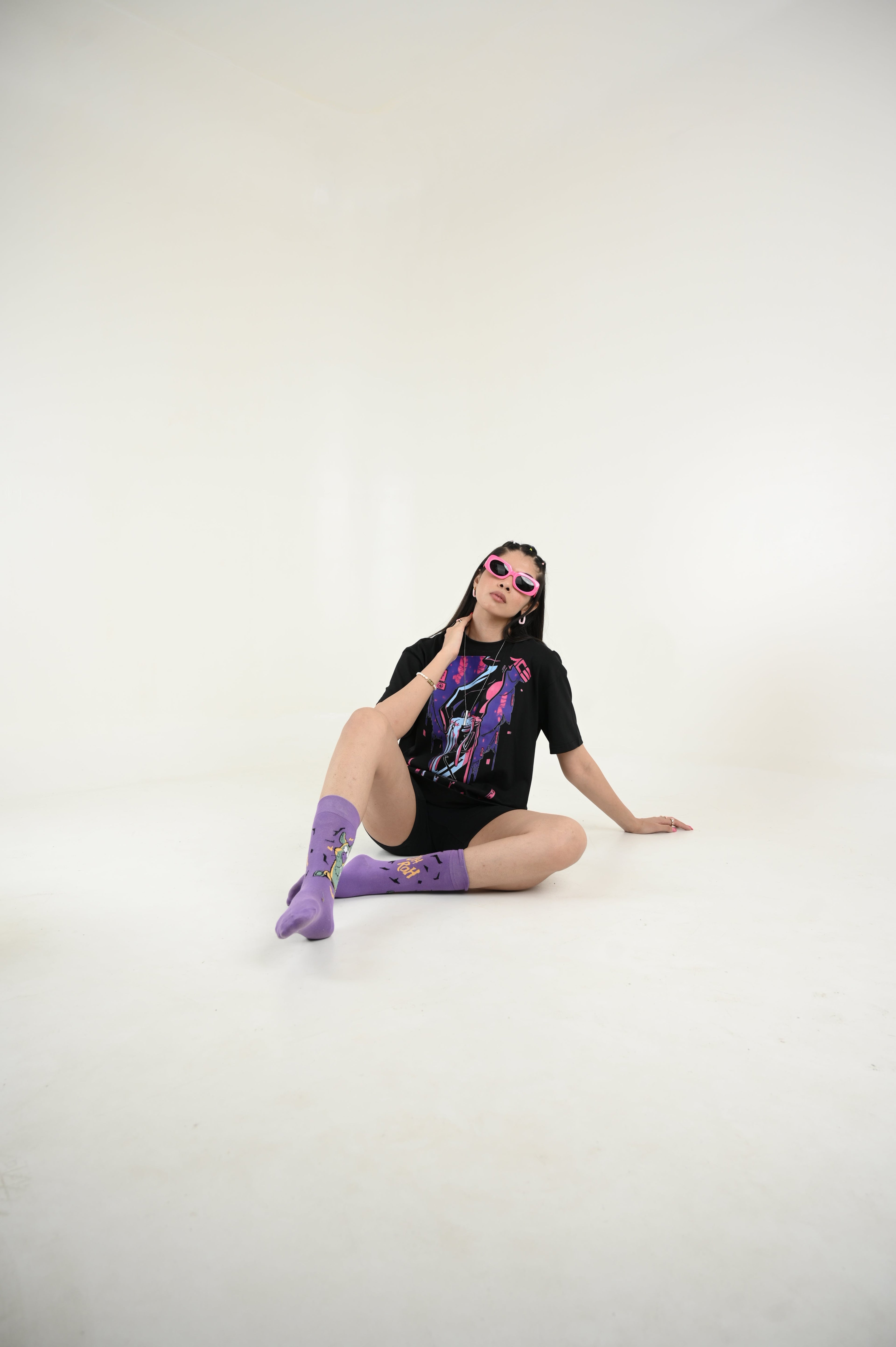 More vilas 100% Cotton Oversized Black T-shirt by Unfussy with 100% cotton, Black, Casual Wear, Organic, Oversized Fit, Printed, T-Shirts, Unfussy, Unisex, Womenswear at Kamakhyaa for sustainable fashion