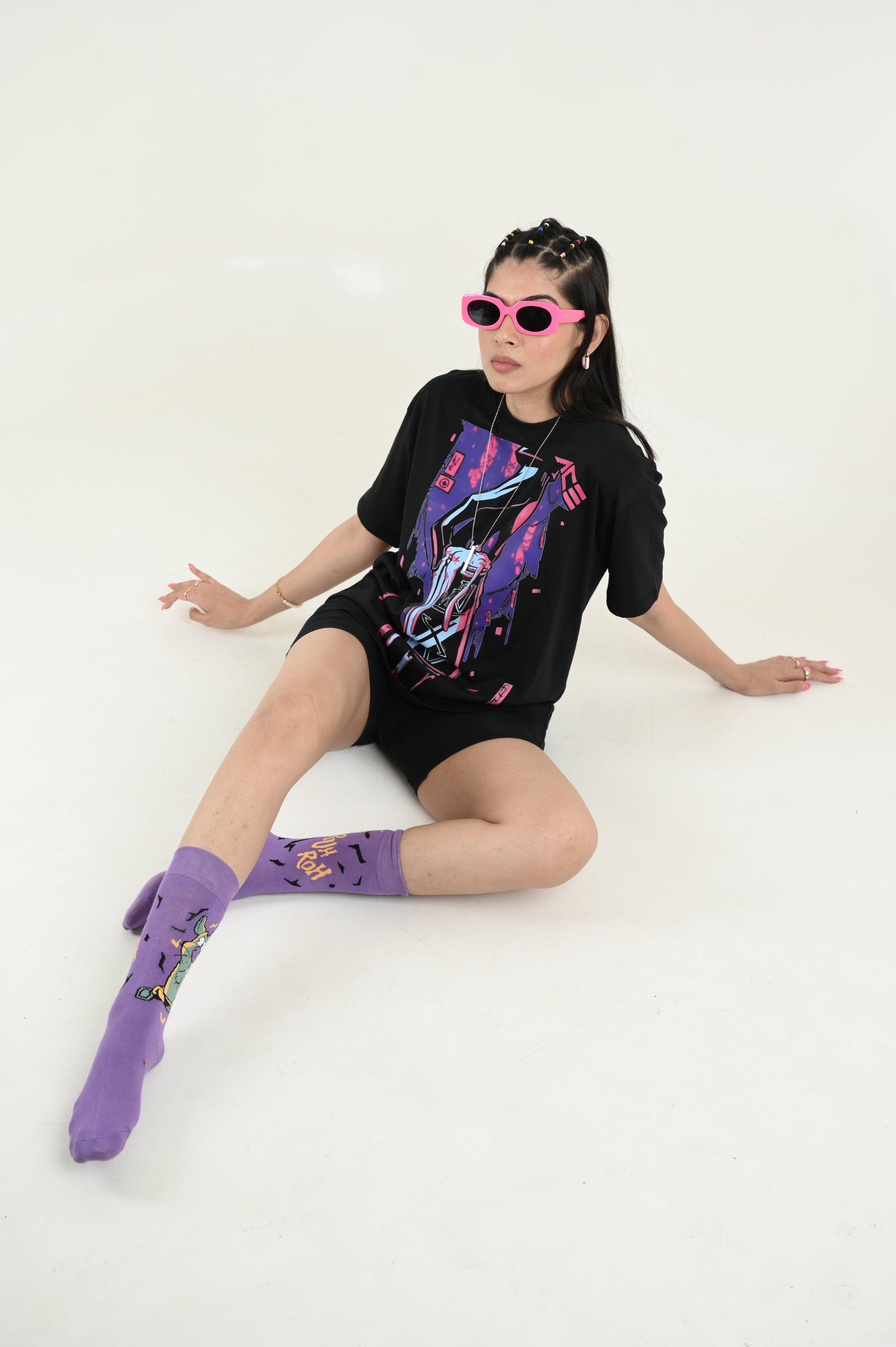 More vilas 100% Cotton Oversized Black T-shirt by Unfussy with 100% cotton, Black, Casual Wear, Organic, Oversized Fit, Printed, T-Shirts, Unfussy, Unisex, Womenswear at Kamakhyaa for sustainable fashion