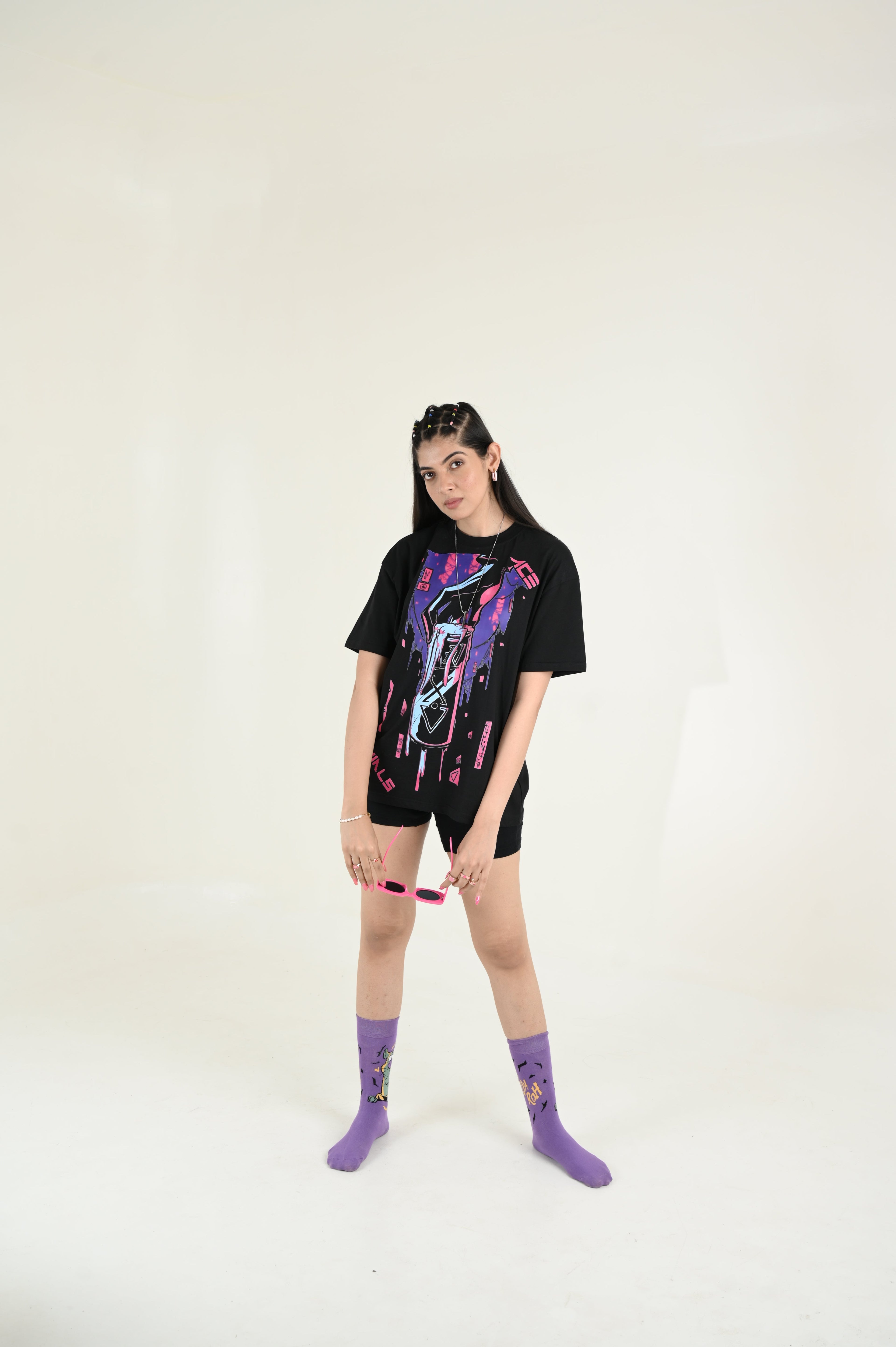 More vilas 100% Cotton Oversized Black T-shirt by Unfussy with 100% cotton, Black, Casual Wear, Organic, Oversized Fit, Printed, T-Shirts, Unfussy, Unisex, Womenswear at Kamakhyaa for sustainable fashion