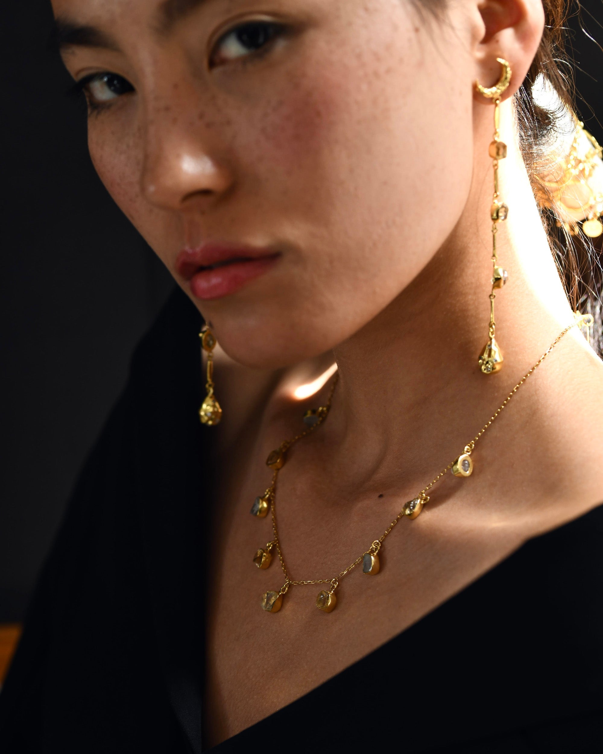 Gold Brass Crystal Necklaces by The Loom Art with Brass, Cosmic Dream by The Loom Art, Fashion Jewellery, For Daughter, Free Size, Gold, Gold Plated, jewelry, Natural, Necklaces at Kamakhyaa for sustainable fashion