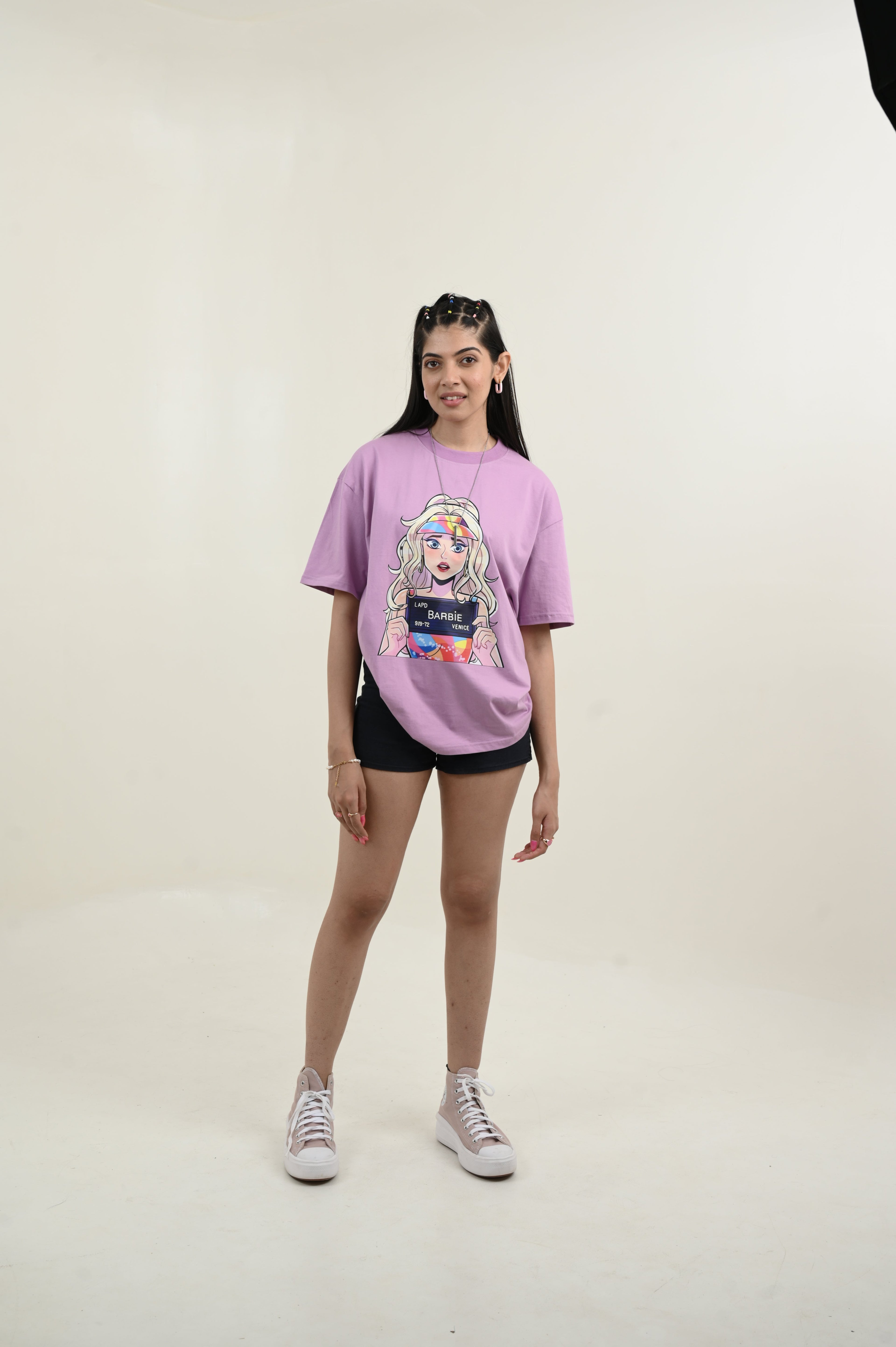 Barbie 100% Cotton Oversized Purple T-shirt by Unfussy with 100% cotton, Casual Wear, Organic, Oversized Fit, Printed, Purple, Shirts, T-Shirts, Unfussy, Unisex, Womenswear at Kamakhyaa for sustainable fashion