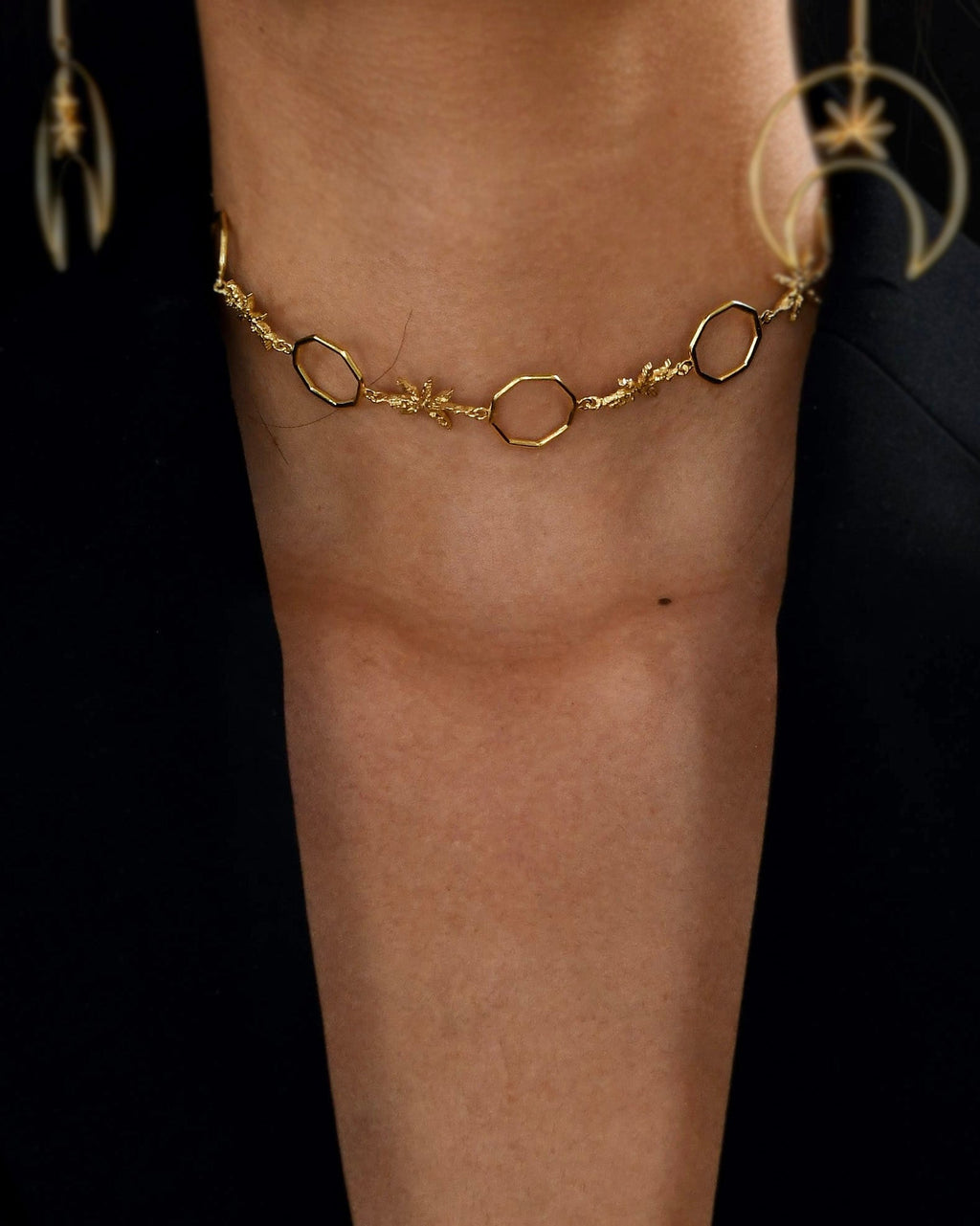 Gold Brass Linked Cinnamon Choker by The Loom Art with Brass, Choker, Cosmic Dream by The Loom Art, Fashion Jewellery, Free Size, Gold, Gold Plated, jewelry, Natural at Kamakhyaa for sustainable fashion