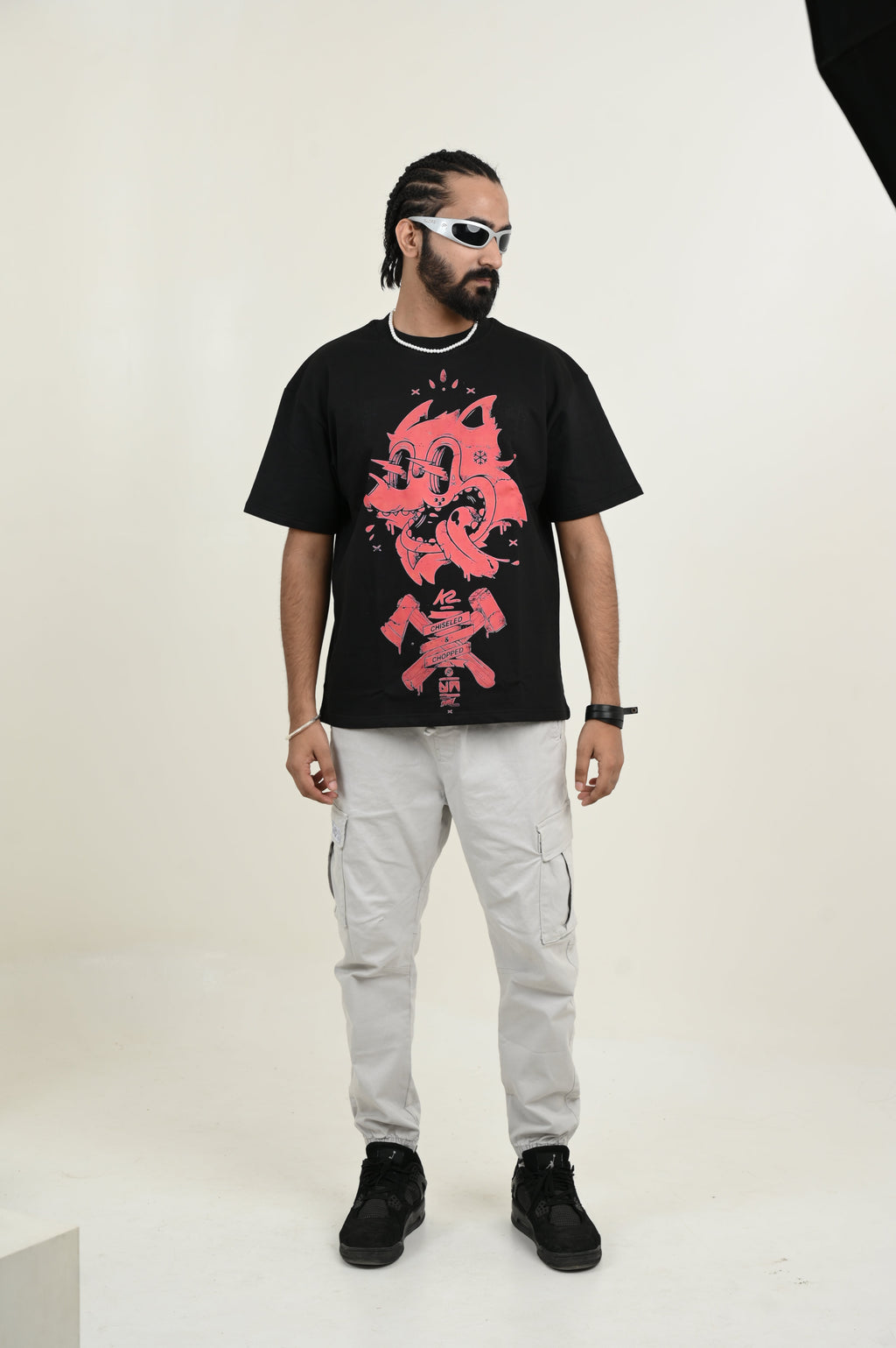 Chilled 100% Cotton Oversized Black T-shirt by Unfussy with 100% cotton, Black, Casual Wear, Organic, Oversized Fit, Printed, T-Shirts, Unfussy, Unisex, Womenswear at Kamakhyaa for sustainable fashion