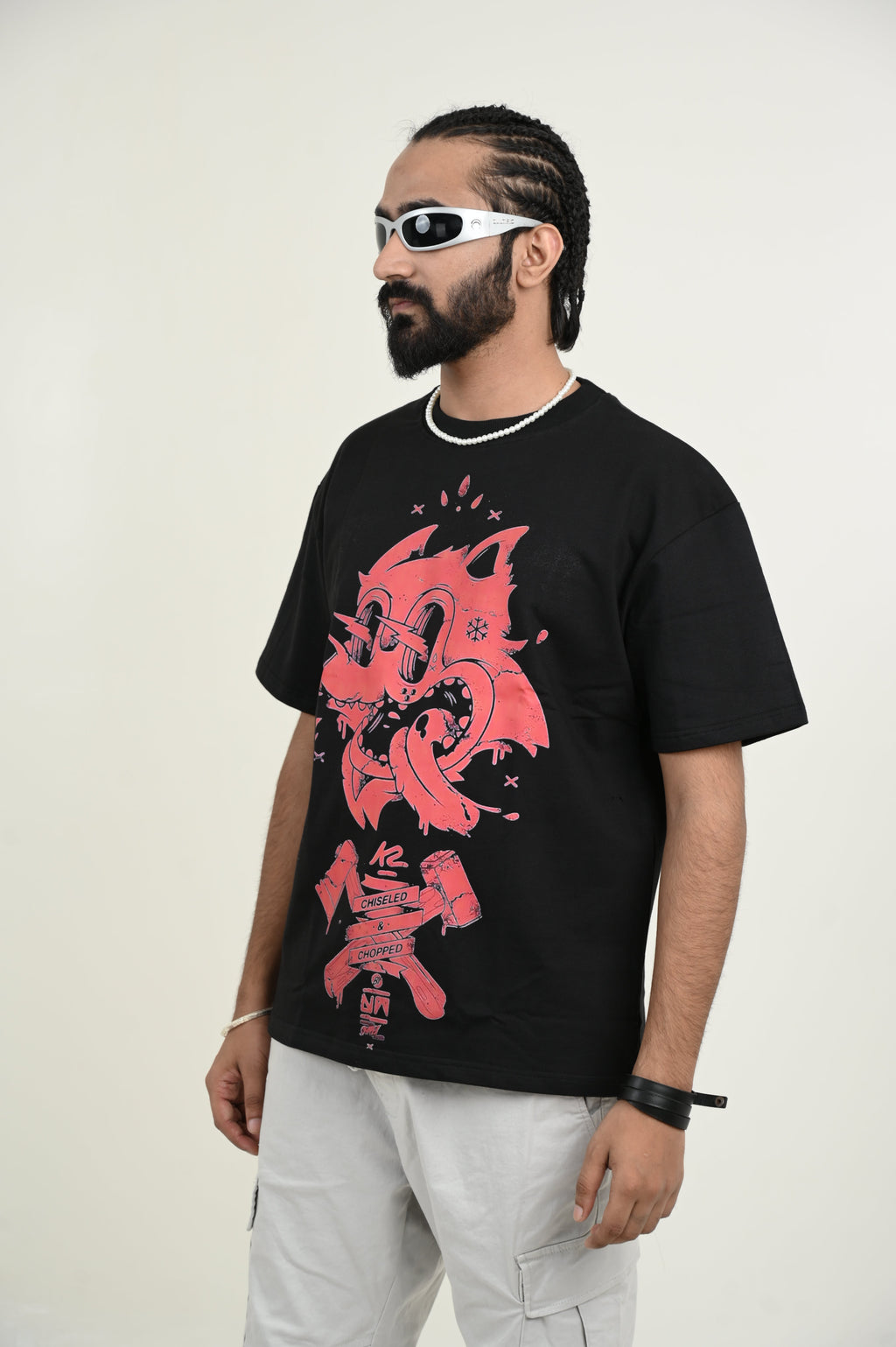 Chilled 100% Cotton Oversized Black T-shirt by Unfussy with 100% cotton, Black, Casual Wear, Organic, Oversized Fit, Printed, T-Shirts, Unfussy, Unisex, Womenswear at Kamakhyaa for sustainable fashion