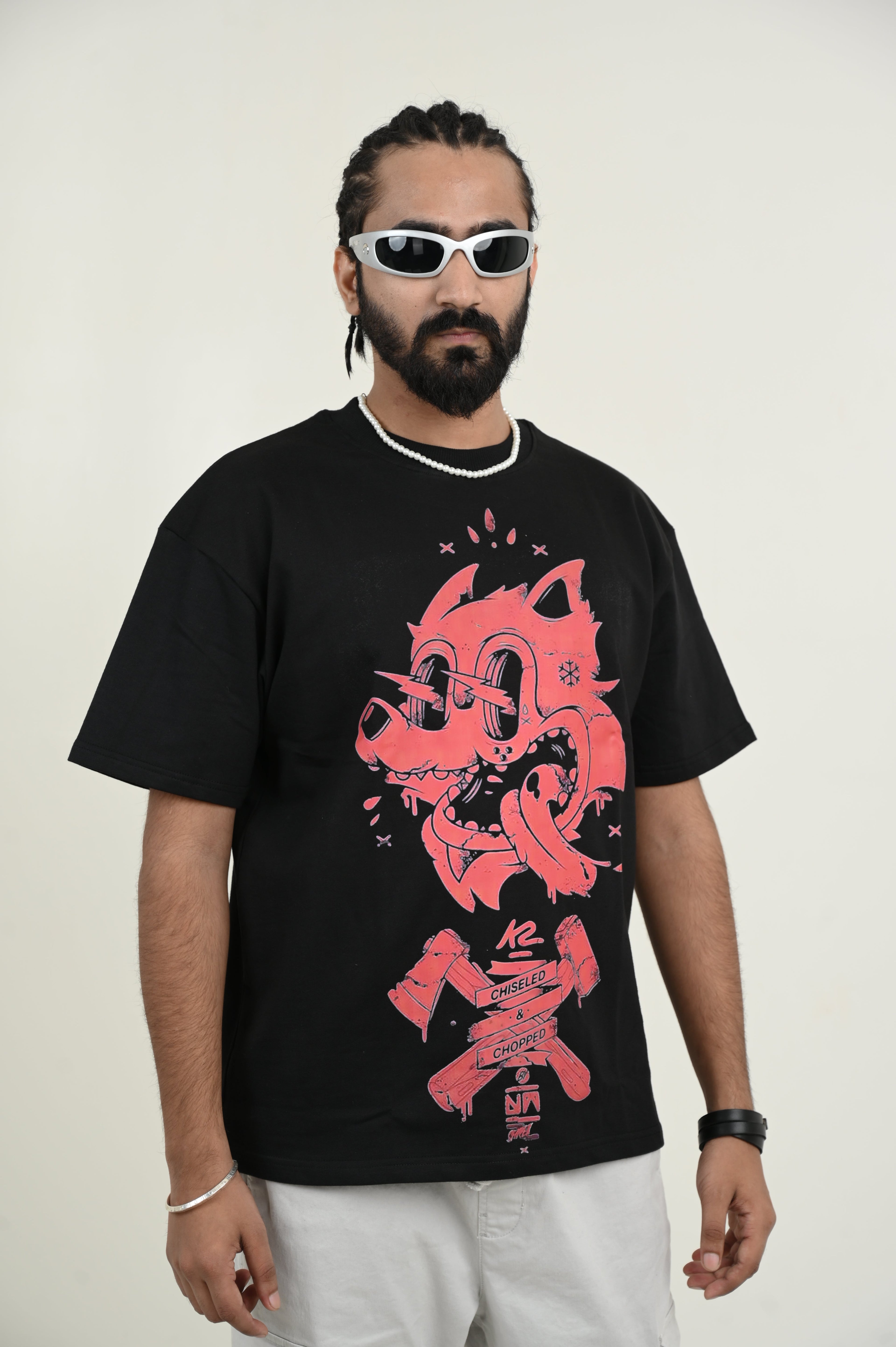 Chilled 100% Cotton Oversized Black T-shirt by Unfussy with 100% cotton, Black, Casual Wear, Organic, Oversized Fit, Printed, T-Shirts, Unfussy, Unisex, Womenswear at Kamakhyaa for sustainable fashion