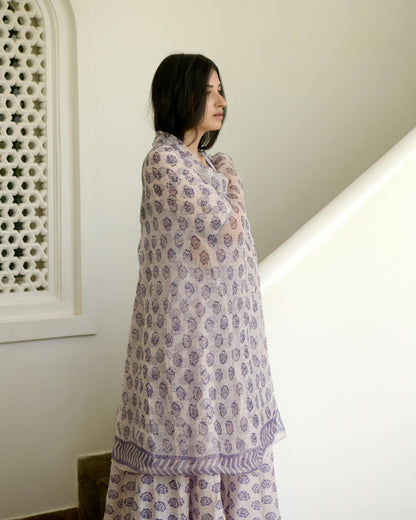 Pink Chanderi Silk Kurta Set With Dupatta by Taro with Chiffon, Evening Wear, Gulzar by Taro, Indian Wear, July Sale, July Sale 2023, Kurta Set With Dupatta, Mulmul, Natural, Pink, Regular Fit, Solids, Womenswear at Kamakhyaa for sustainable fashion