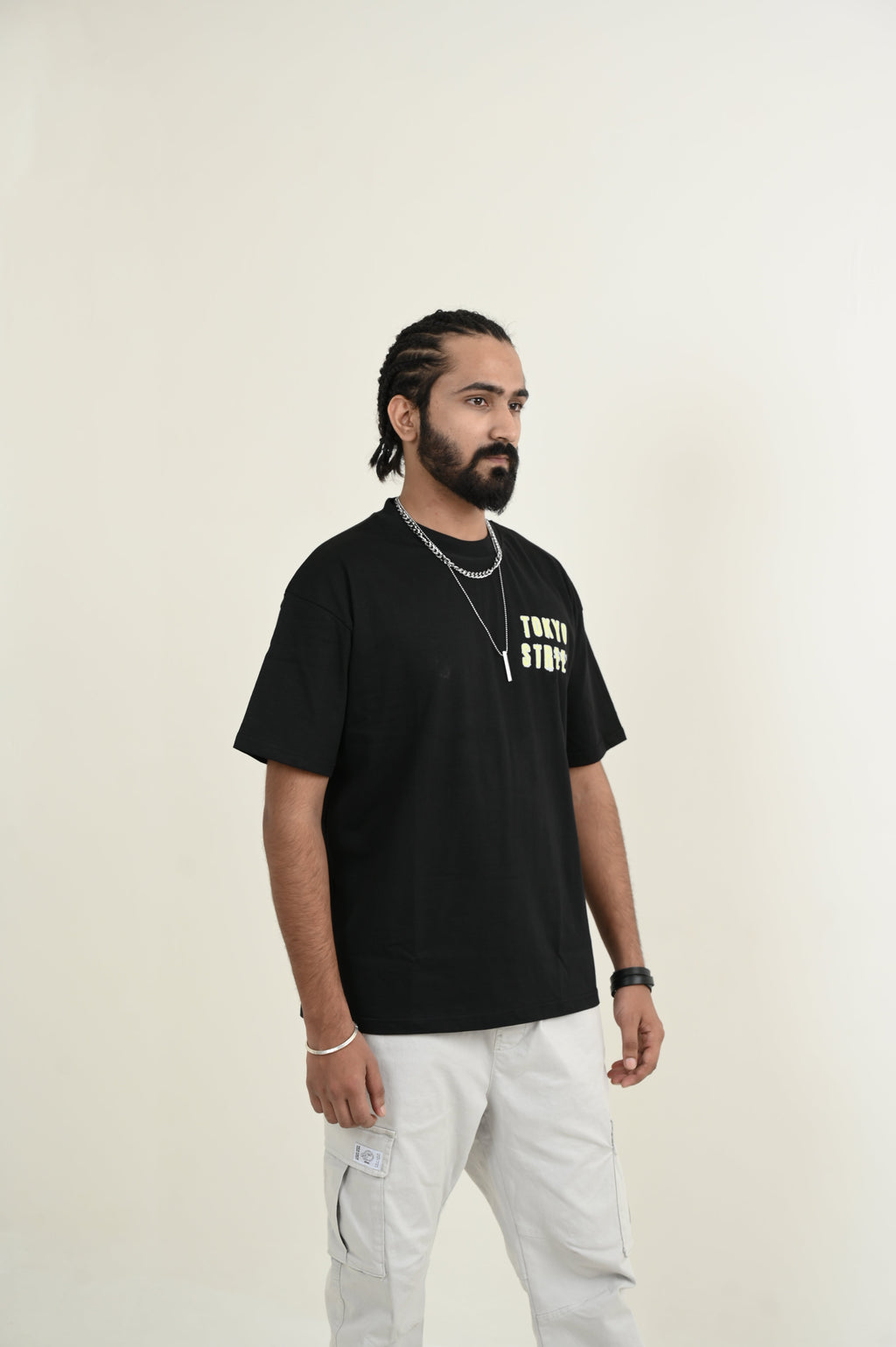 Tokyo Street 100% Cotton Oversized Black T-shirt by Unfussy with 100% cotton, Black, Casual Wear, Organic, Oversized Fit, Printed, T-Shirts, Unfussy, Unisex, Womenswear at Kamakhyaa for sustainable fashion