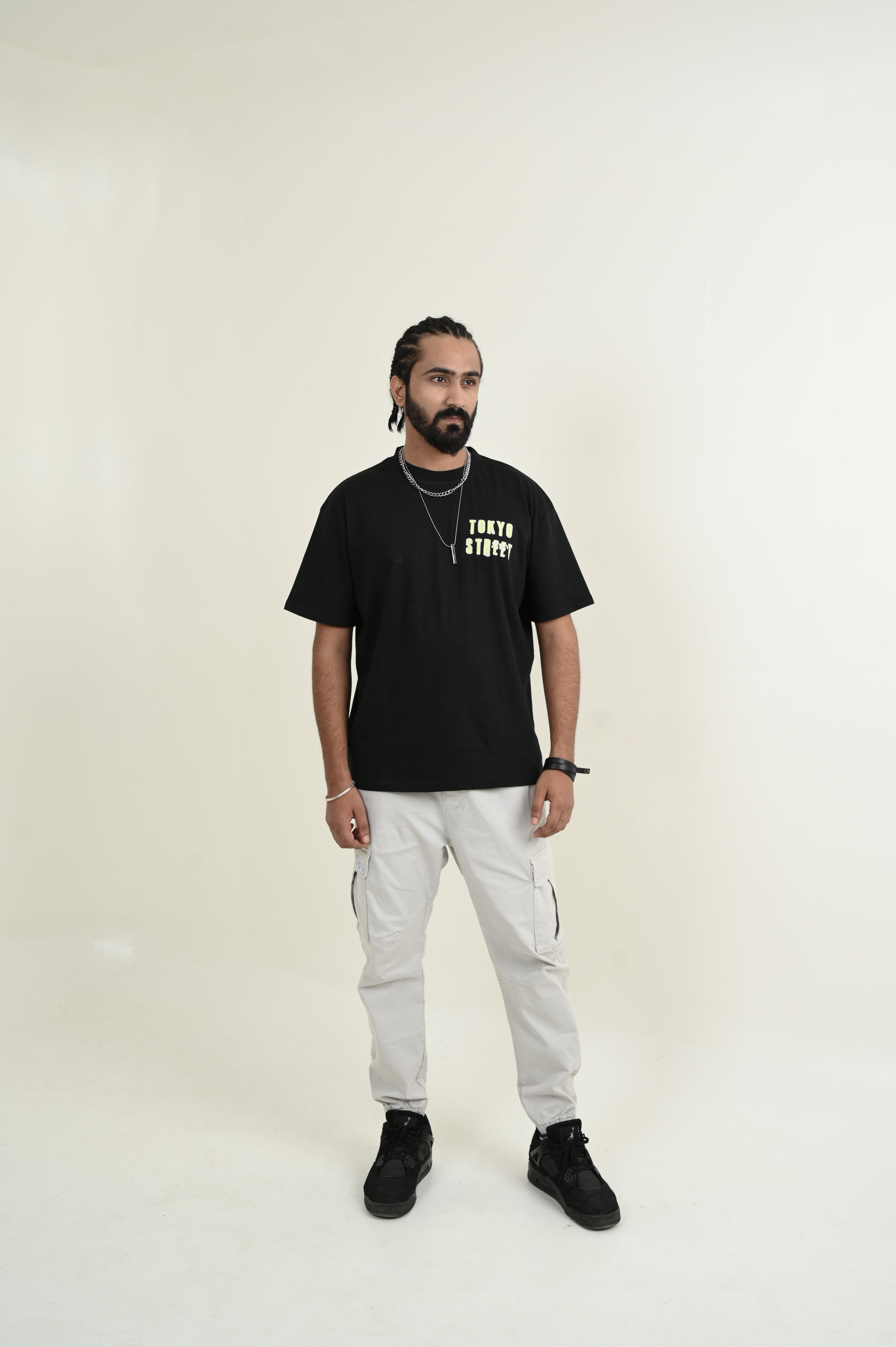 Tokyo Street 100% Cotton Oversized Black T-shirt by Unfussy with 100% cotton, Black, Casual Wear, Organic, Oversized Fit, Printed, T-Shirts, Unfussy, Unisex, Womenswear at Kamakhyaa for sustainable fashion