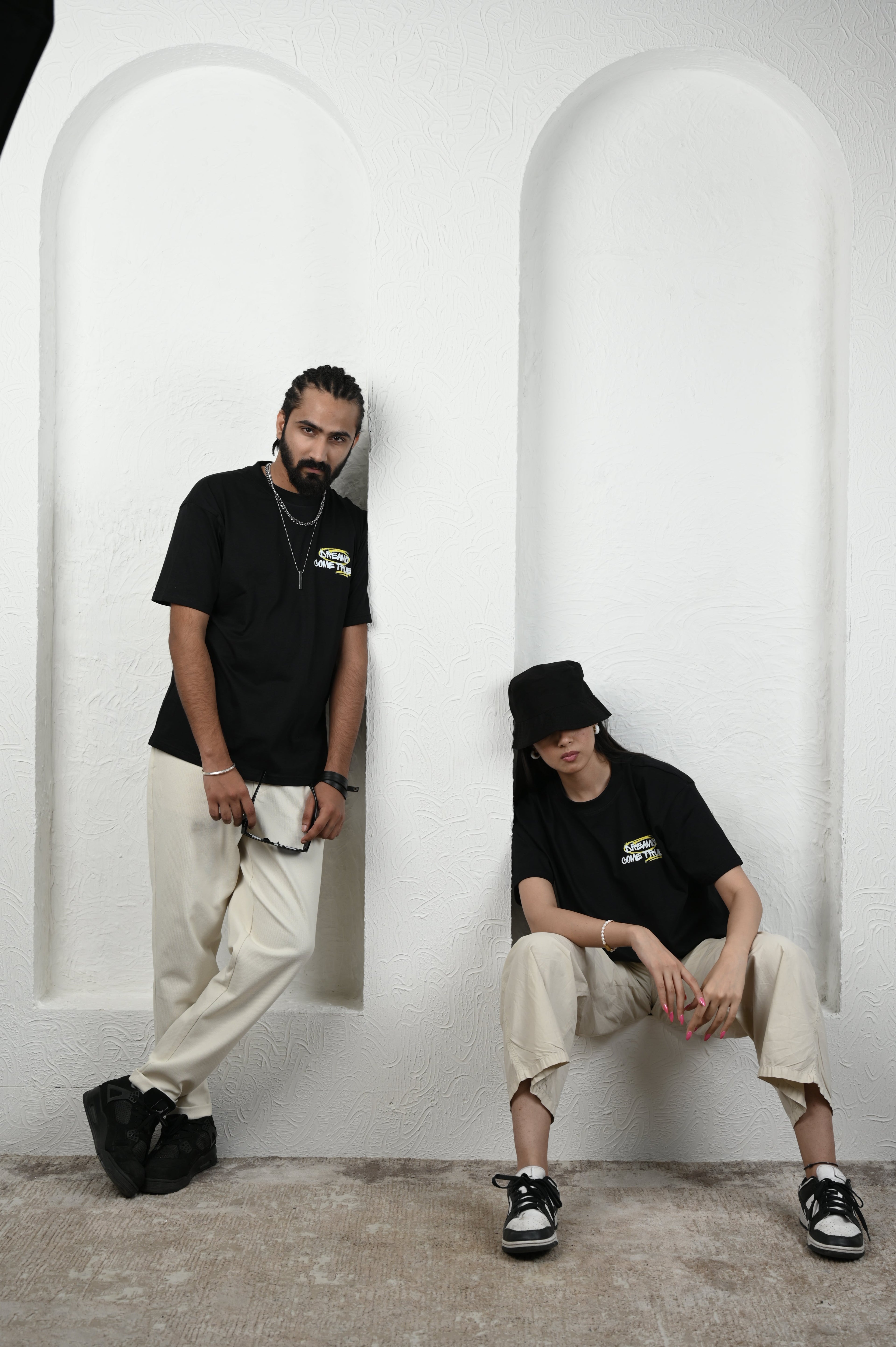 Smile Please 100% Cotton Oversized Black T-shirt by Unfussy with 100% cotton, Black, Casual Wear, Organic, Oversized Fit, Printed, T-Shirts, Unfussy, Unisex, Womenswear at Kamakhyaa for sustainable fashion